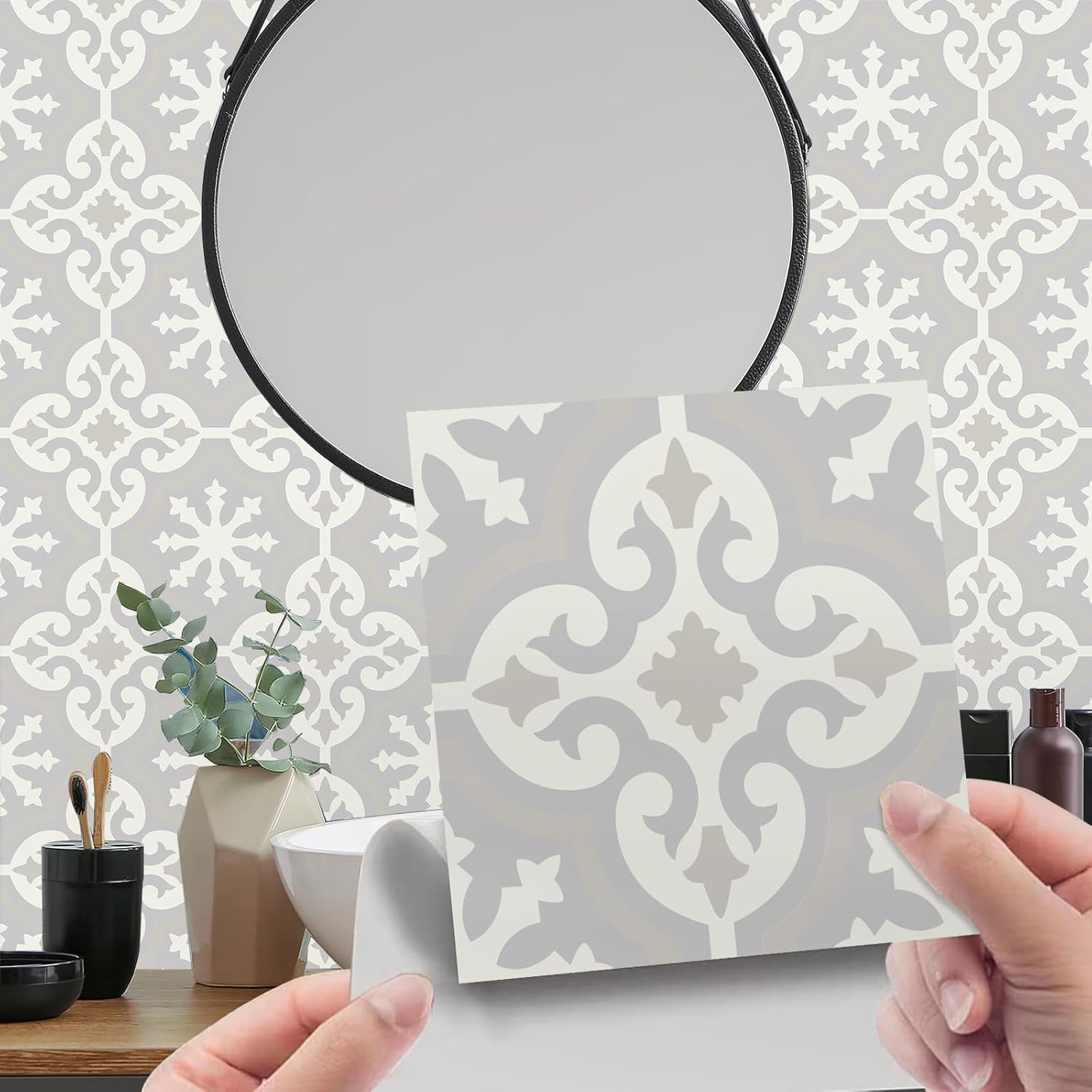 12 calcomanías decorativas para azulejos para decoración de pared, 6 x 6 pulgadas para bañococina, simplemente despegar y pegar para muebles,