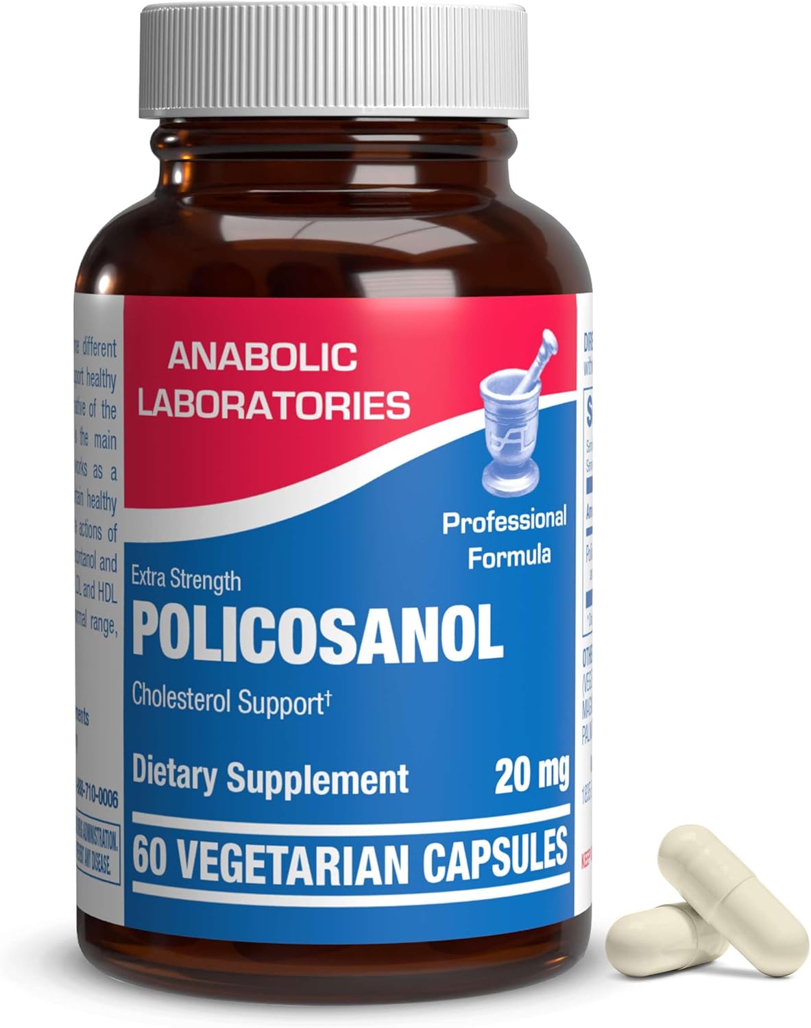 Anabolic Laboratories Suplementos de policosanol 20 mg – 60 tabletas veganas para el apoyo del colesterol – Suplementos de octacosanol de caña de