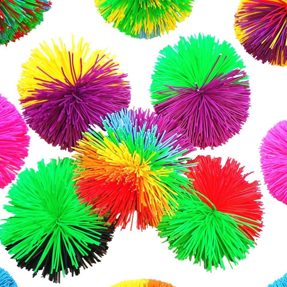 Pelota colorida y resistente de 3.2 pulgadas, silicona gruesa que rebota y esponjosa, bola antiestrés para la oficina (morado, rojo y amarillo,