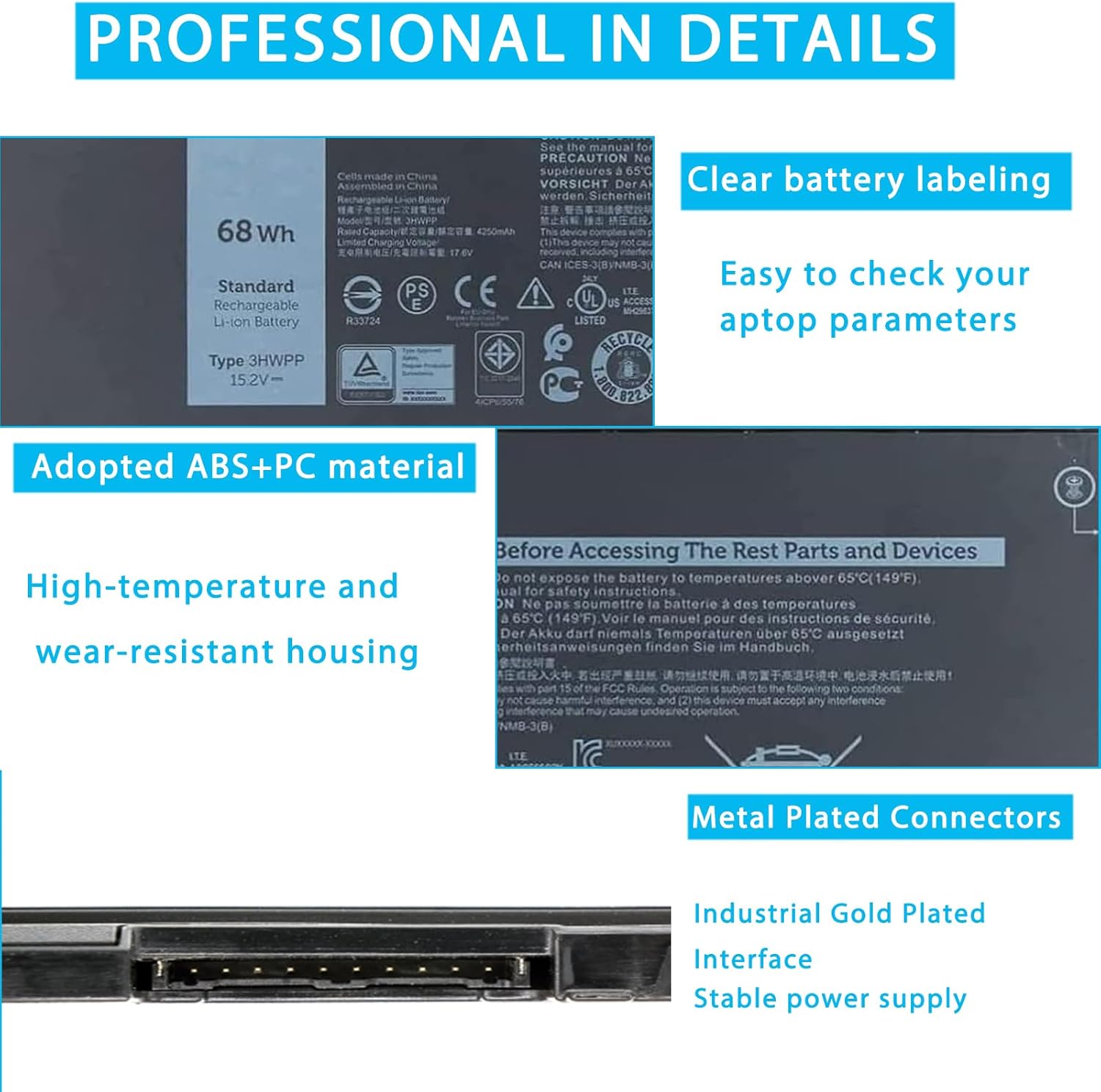 3HWPP – Batería de repuesto para laptop Dell Latitude 5401 5410 5411 5501 5510 5511 Precisión 3541 3551 Inspiron 7706 2 en 1 Inspiron 17 75007506 2
