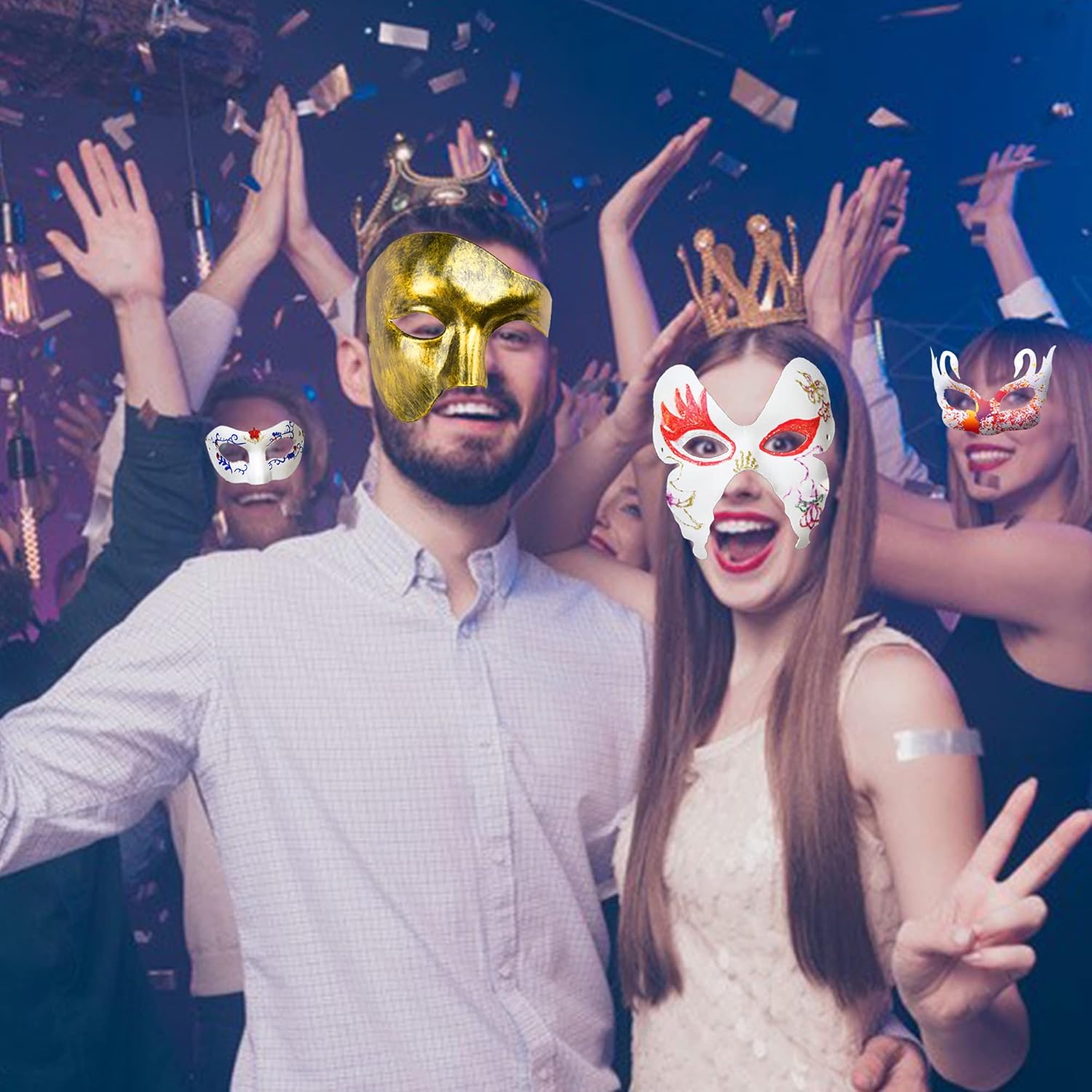 PARAOR 16 máscaras blancas para mascarada, máscaras de papel pintables, máscaras blancas de media cara para Mardi Gras, cosplay, baile de máscaras,