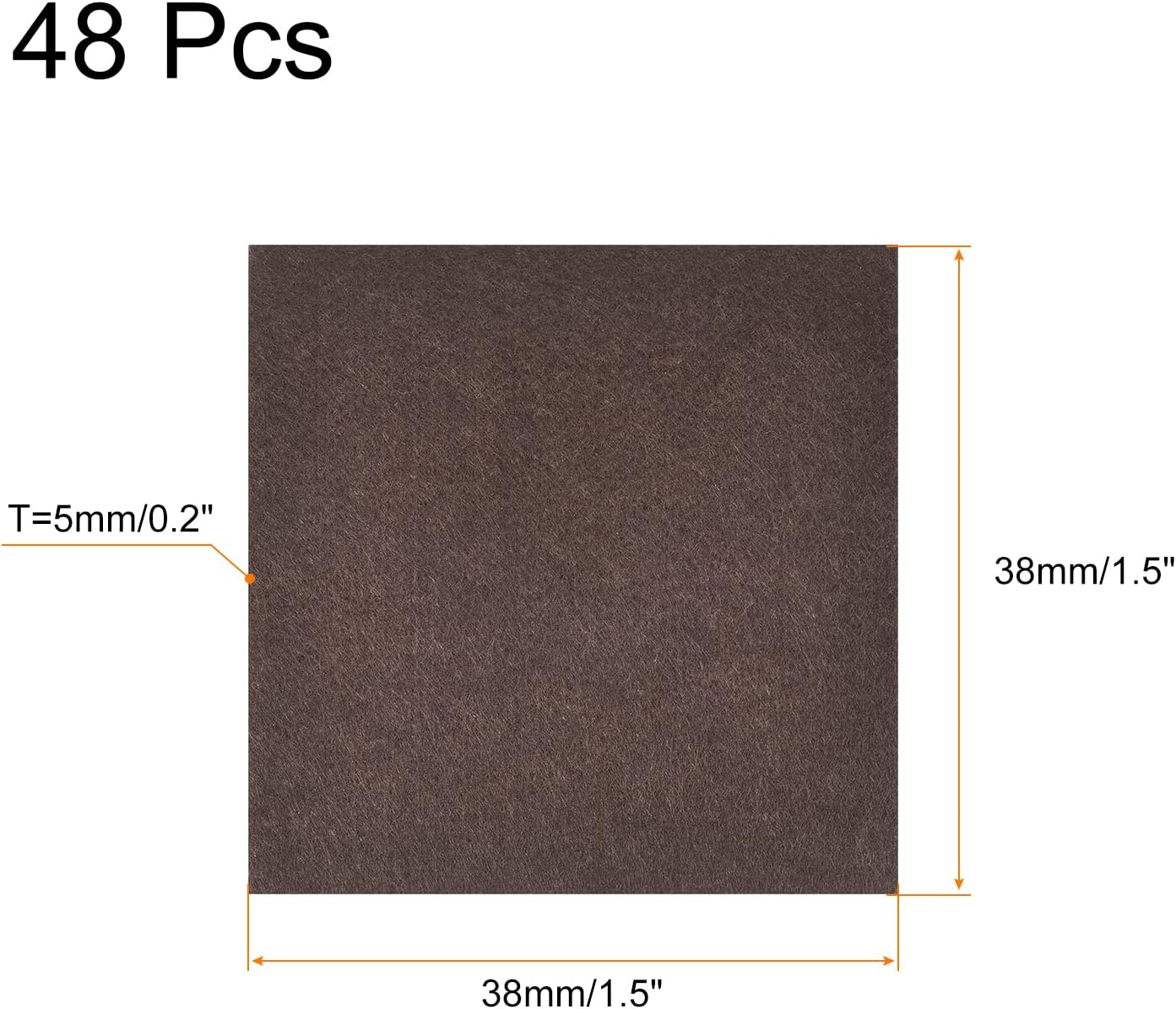 uxcell Almohadillas de fieltro para muebles, 1.5 x 1.5 pulgadas, autoadhesivas, cortables, antiarañazos, protectores de suelo cuadrados para patas