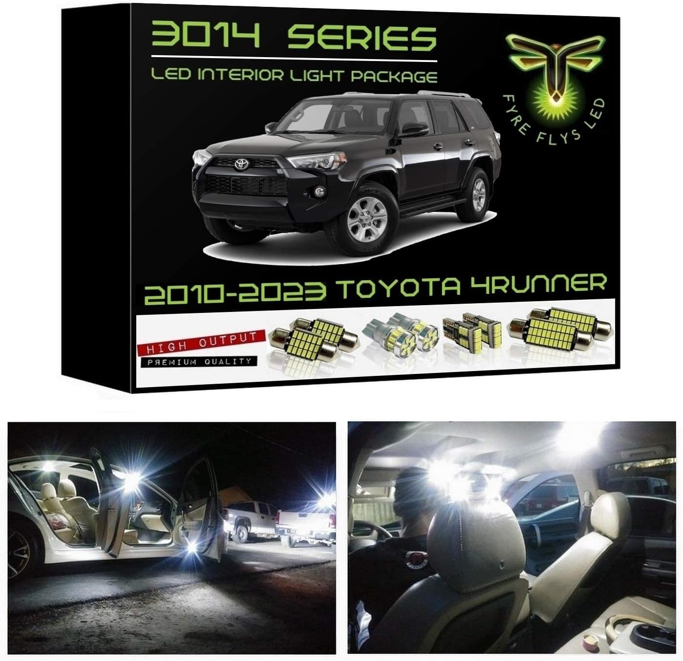 Luces interiores LED blancas para Toyota 4Runner 2010-2023, 16 piezas, 6000 K, superbrillantes, serie 3014, SMD, mapa, puerta, espejo de tocador,