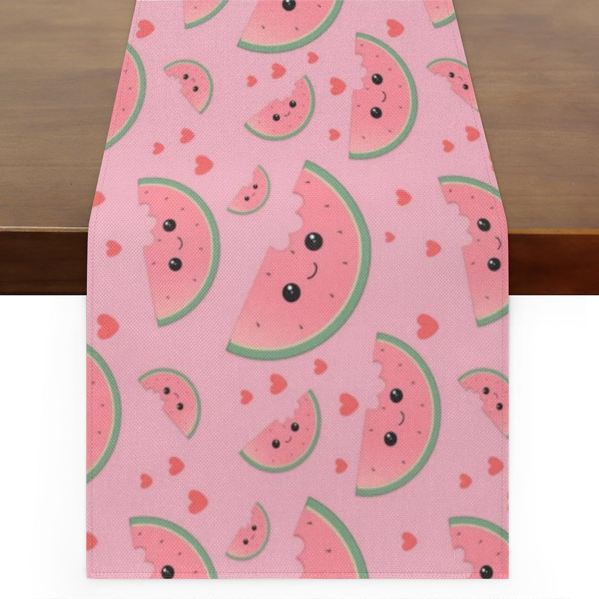 Bonito camino de mesa rosa sandía estilo lino de 13 x 36 pulgadas, camino de mesa rústico de granja, decoración de mesa de cocina, comedor, boda,