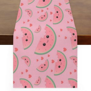 Bonito camino de mesa rosa sandía estilo lino de 13 x 36 pulgadas, camino de mesa rústico de granja, decoración de mesa de cocina, comedor, boda, Bonito camino de mesa rosa sandía estilo lino de 13 x 36 pulgadas, camino de mesa rústico de granja, decoración de mesa de cocina, comedor, boda,