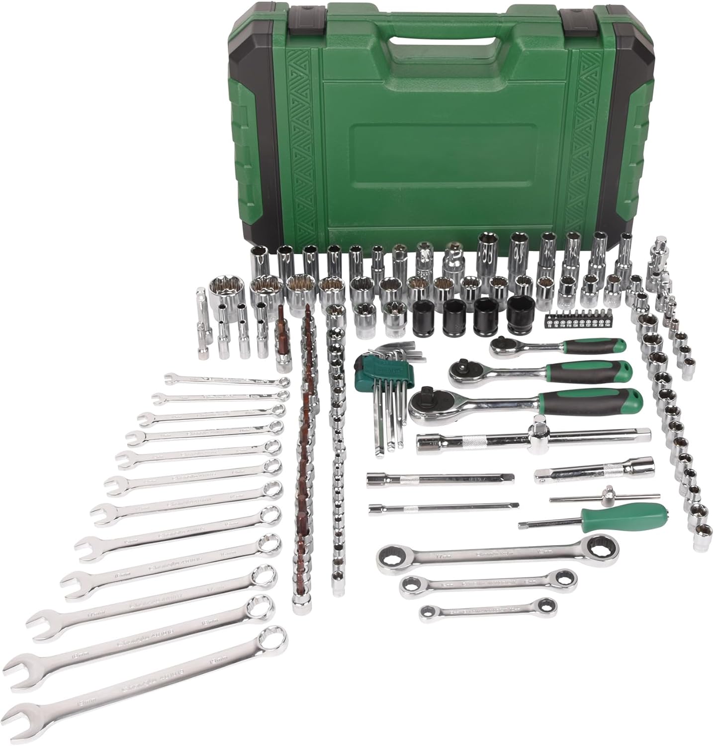 Juego de herramientas de 151 piezas de zócalo y accionamiento de 12″ 14″ 38″ Kit de herramientas mecánicas Juego de llaves de zócalo de unidad