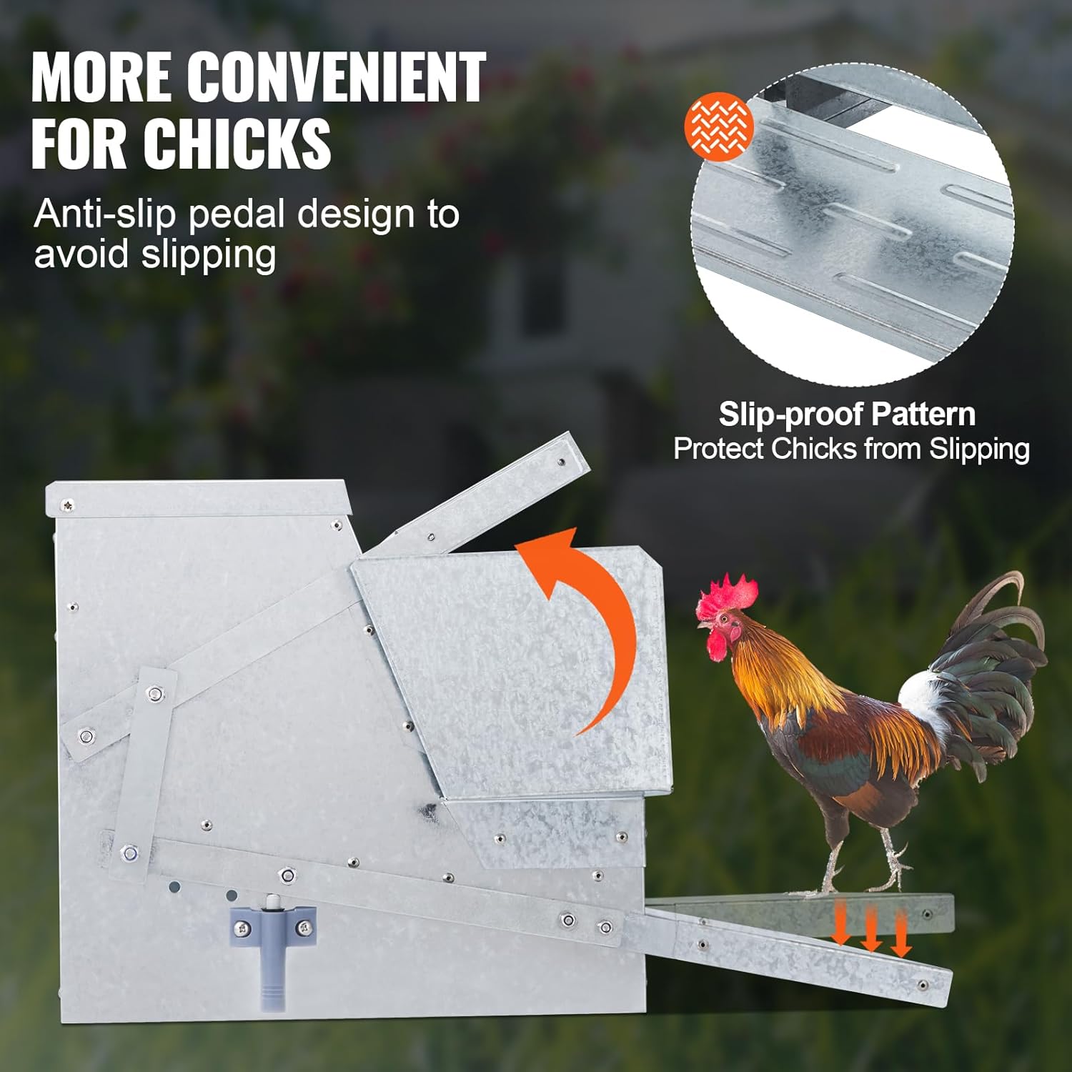 VEVOR CF-25 – Alimentador automático para aves de corral de acero galvanizado con tapa impermeable, prevención de aves, para pollos, faisanes,