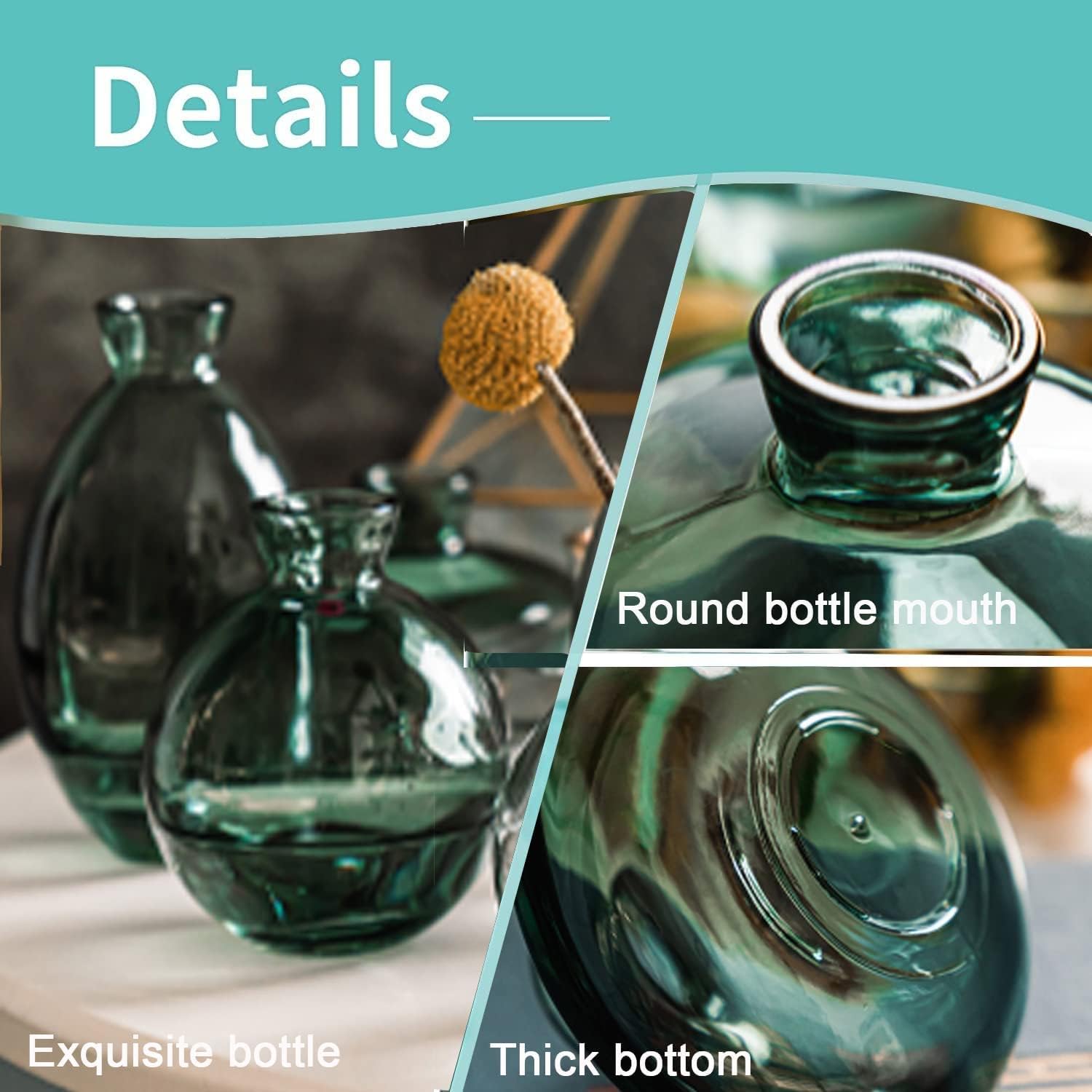 Small Vases for Centerpieces Glass Esmiome – Clear with Gold Rim 3pcsSet Bud Vases, Short Minimalist Vase Clear Modern Flower Vase Mini Tiny Vases