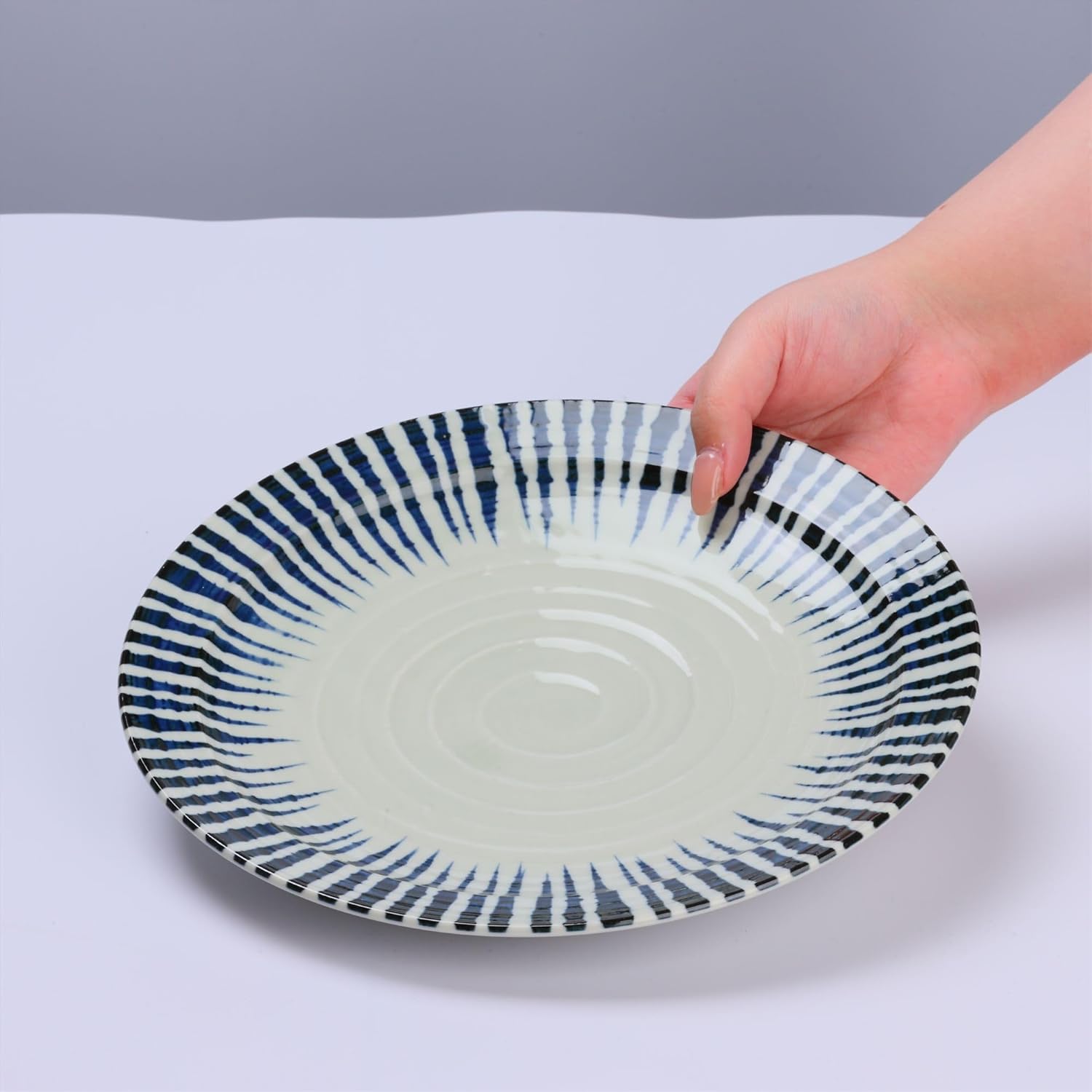 Mino Ware Sendan Tokusa – Juego de platos de borde de patrón japonés de 2 a 9 pulgadas