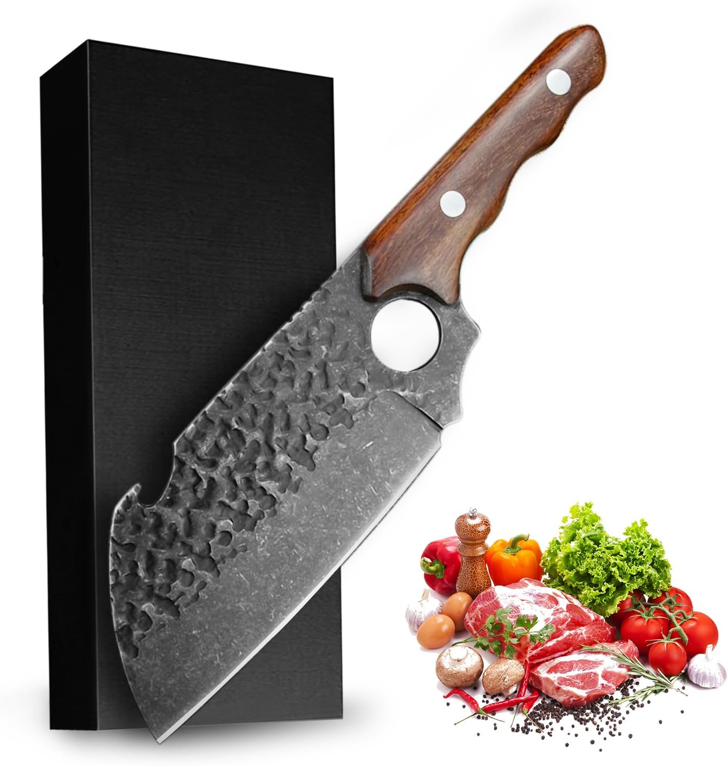 ohmonlyhoo Cuchilla de carne para cortar carne, picar, cortar en cubitos, picar, picar, cuchillos de cocina de 12 pulgadas hechos con acero HC