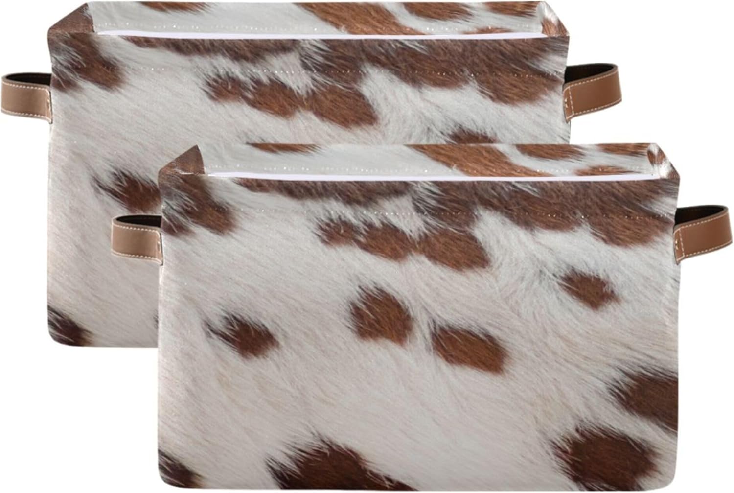 xigua Cesta de almacenamiento de medias con estampado de vaca, contenedores de almacenamiento de lona duradera con asas, cajas de almacenamiento