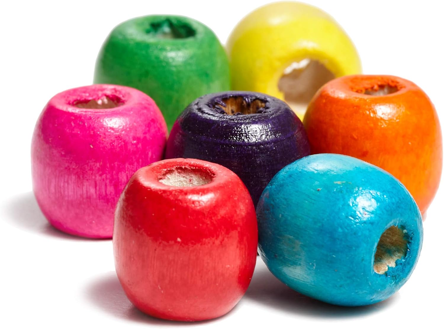 200 cuentas de madera multicolor de macramé de agujero grande de 0.669 in x 0.551 in de diámetro en forma de barril de 0.315 in