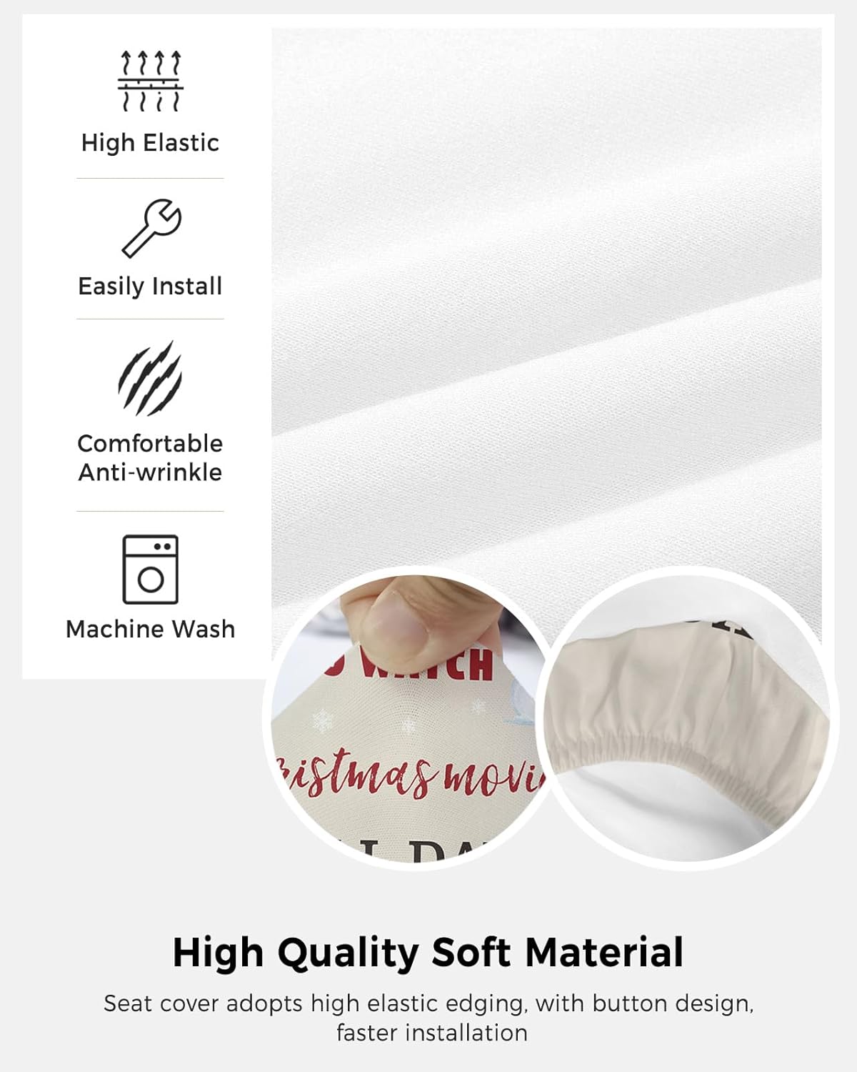 Savannan Computer Office Chair Covers,I Just Want to Watch Christmas Movies All Day Snowman Snowflake Beige Stretchable Universal Chair Cover