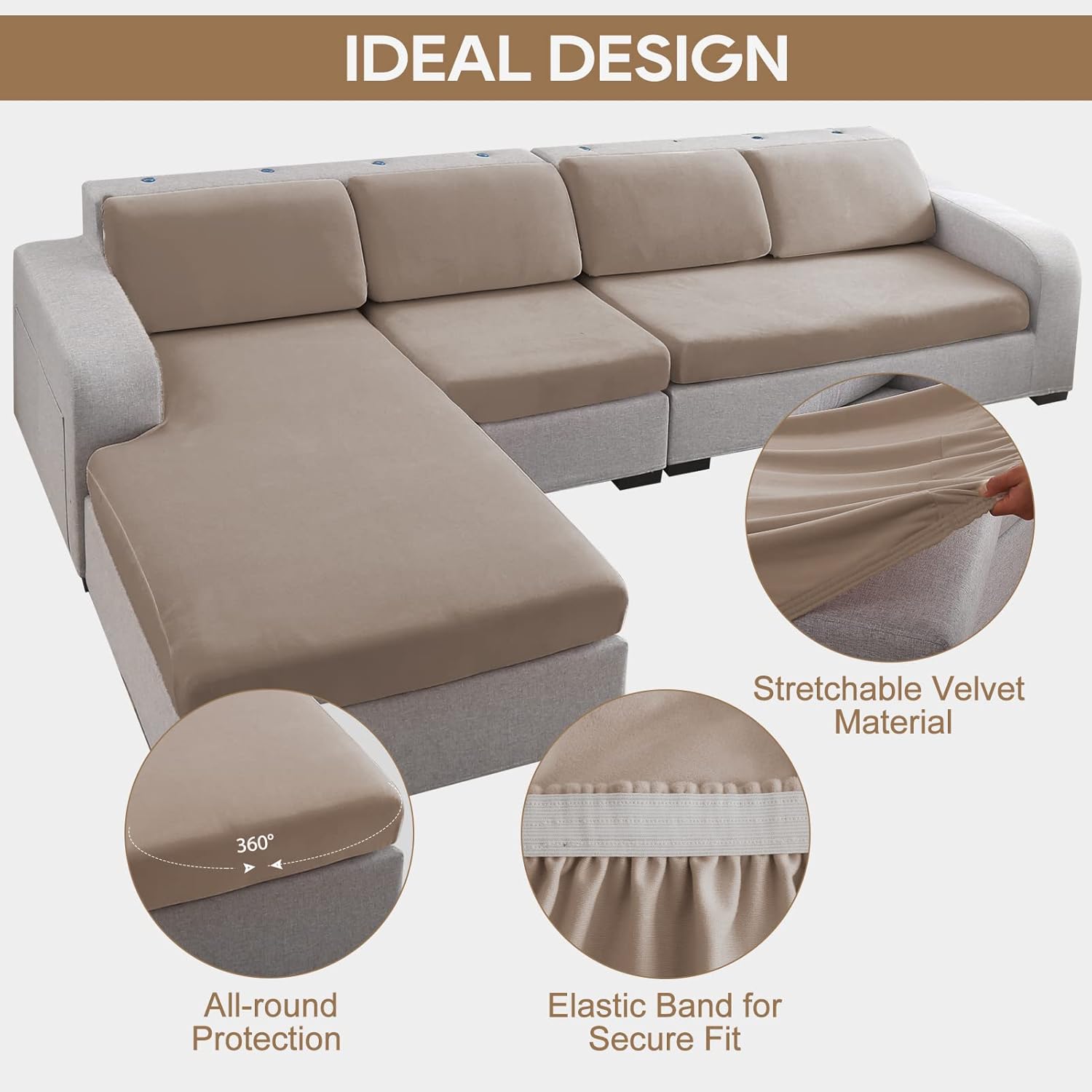 NeColorLife Funda de terciopelo para sofá modular, fundas universales para sofá, funda gruesa para sofá con banda elástica para sofá seccional