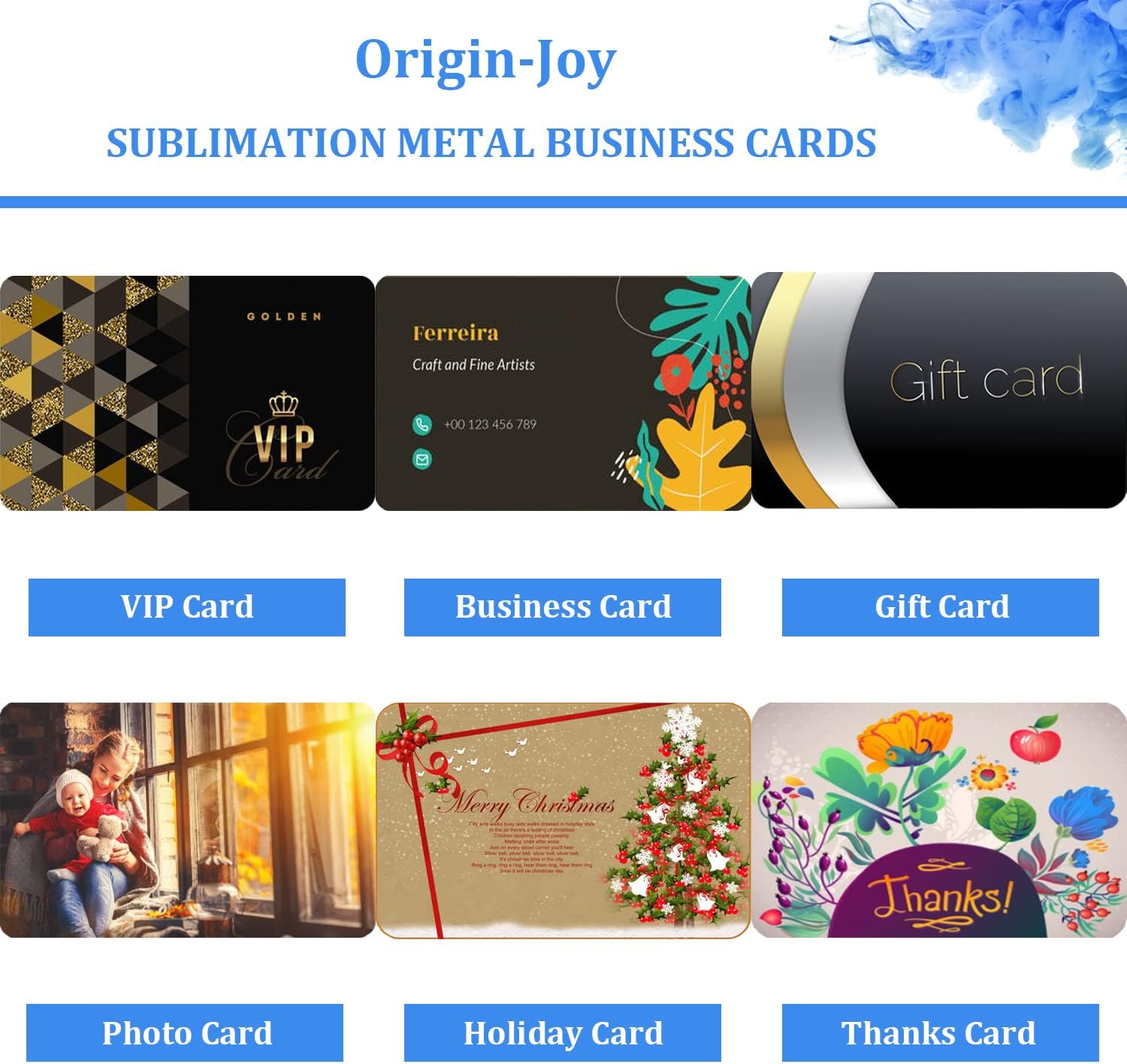 Origin-Joy 25 tarjetas de visita de metal de sublimación, 3.4 x 2.1 pulgadas de aluminio imprimibles en blanco para impresión a color personalizado