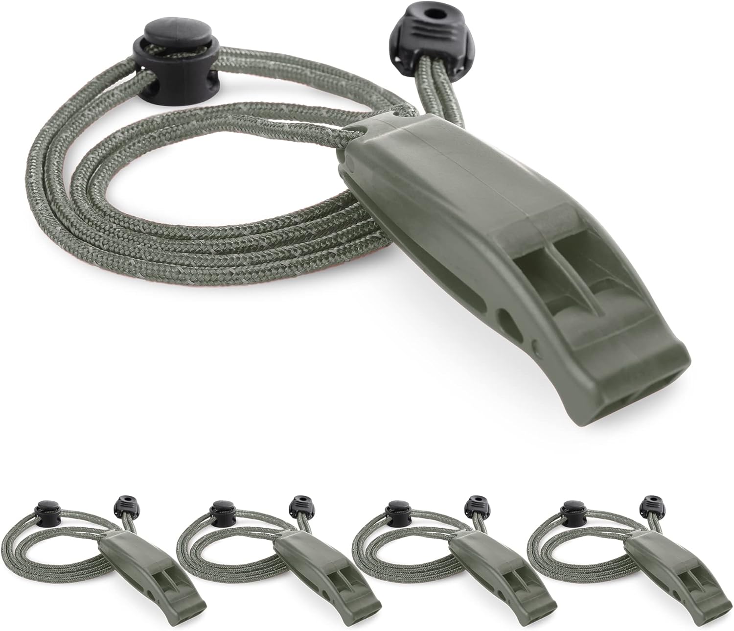 Paquete de 4 silbatos de emergencia con cordón reflectante ajustable, silbato de seguridad para supervivencia al aire libre, senderismo, camping,