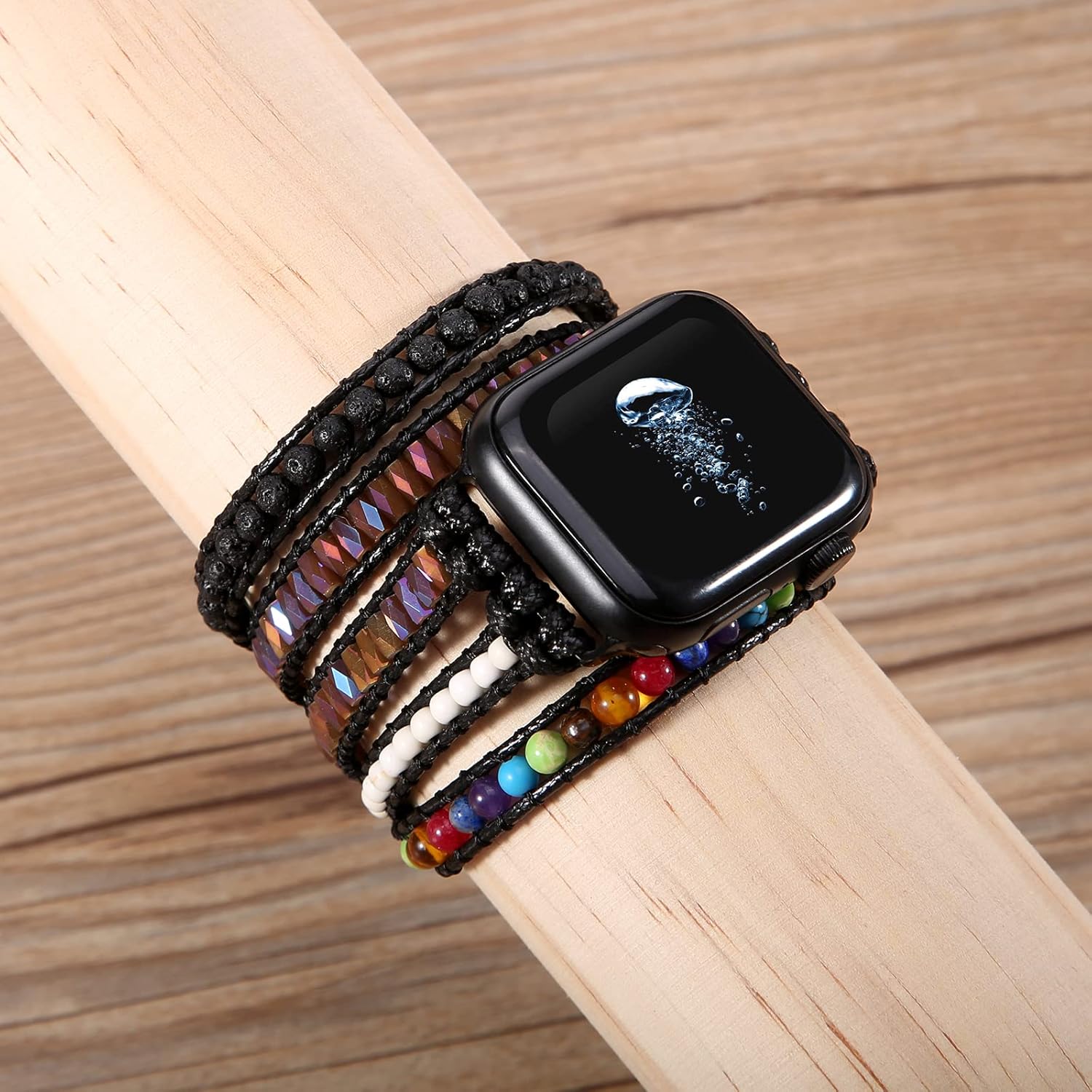 BOKIIWAY Correa de reloj bohemia hecha a mano con cuentas compatible con Apple Watch de 1.496 in1.575 in1.614 in1.654 in1.732 in1.772 in1.929
