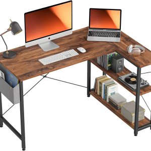 BANTI Escritorio pequeño en forma de L de 47 pulgadas con estantes de almacenamiento, escritorio de esquina para oficina en casa, mesa de estudio, BANTI Escritorio pequeño en forma de L de 47 pulgadas con estantes de almacenamiento, escritorio de esquina para oficina en casa, mesa de estudio,