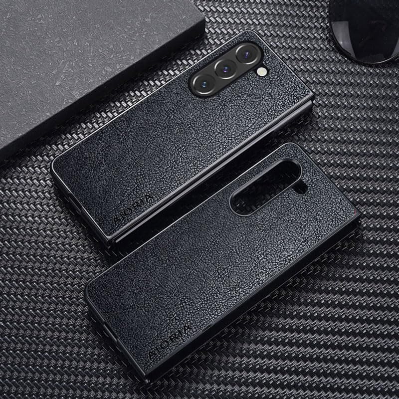 AIORIA Funda para Samsung Galaxy Z Fold5 7.6 “Pantalla Premium PU Funda de cuero PU Diseño retro Business Funda protectora completa para Samsung