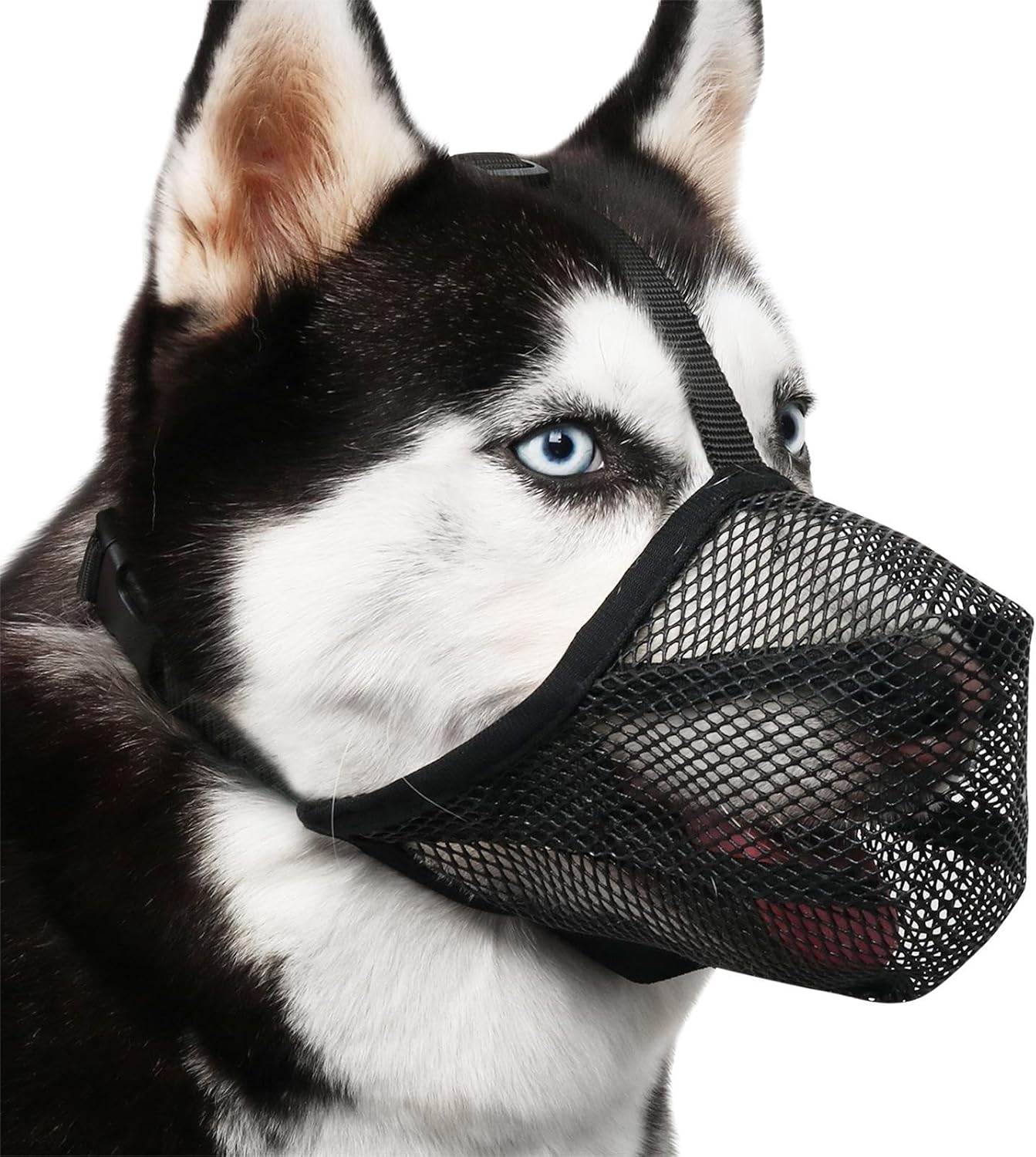 Bozal para perro, bozal de malla suave para perros medianos y grandes con correa ajustable, bozal masticable antimordeduras para limpiar el aseo,