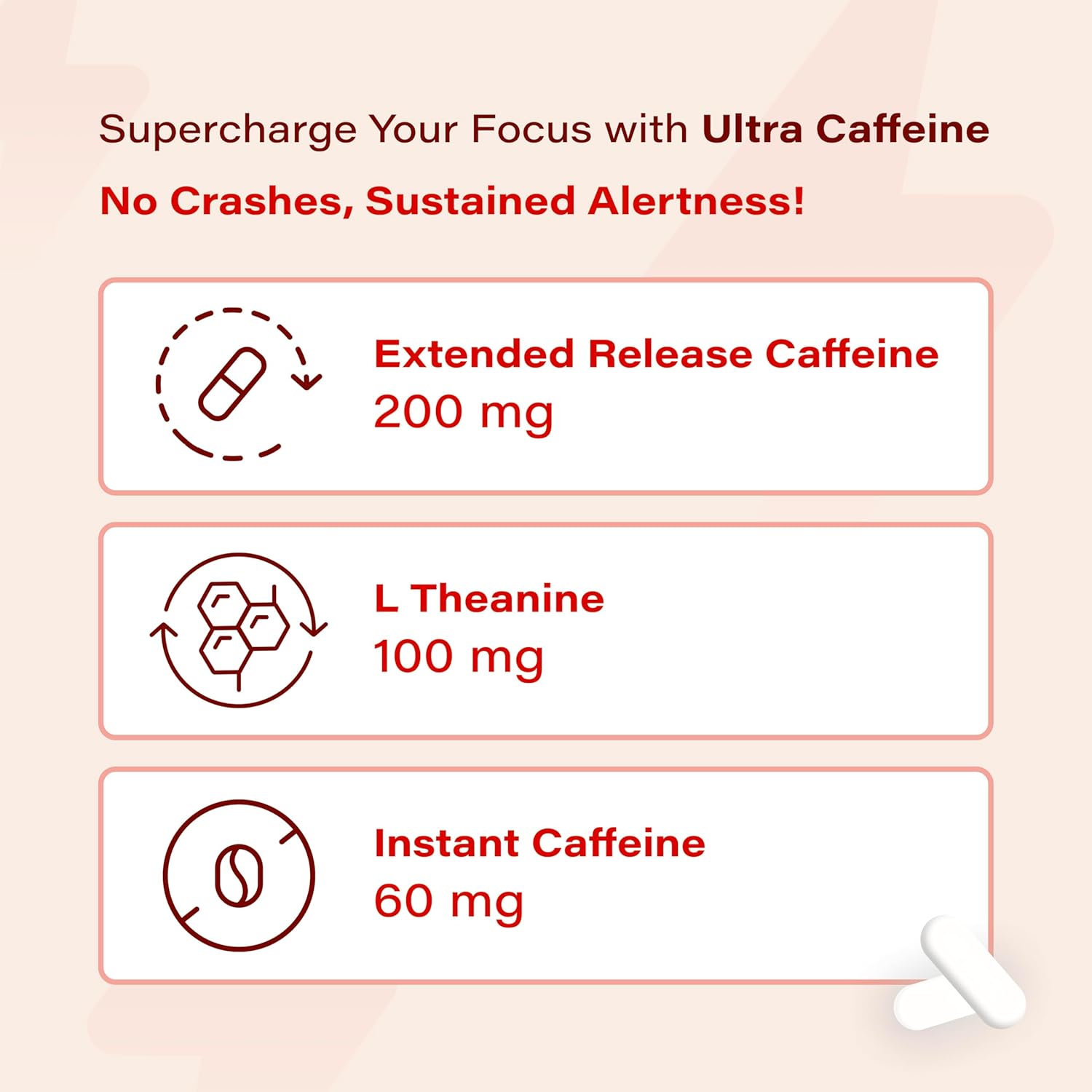 BareLabs Píldoras de cafeína natural de 200 mg de cafeína de liberación prolongada  Suplemento nootrópico de enfoque y energía  120 cápsulas  Lento,