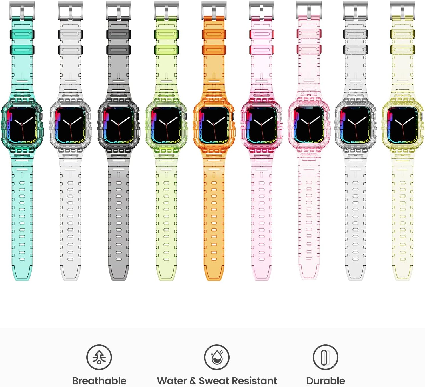 Paquete de 2 correas compatibles con Apple Watch de 1.496 pulgadas, 1.575 pulgadas, 1.614 pulgadas, 1.654 pulgadas, 1.732 pulgadas, 1.772 pulgadas,