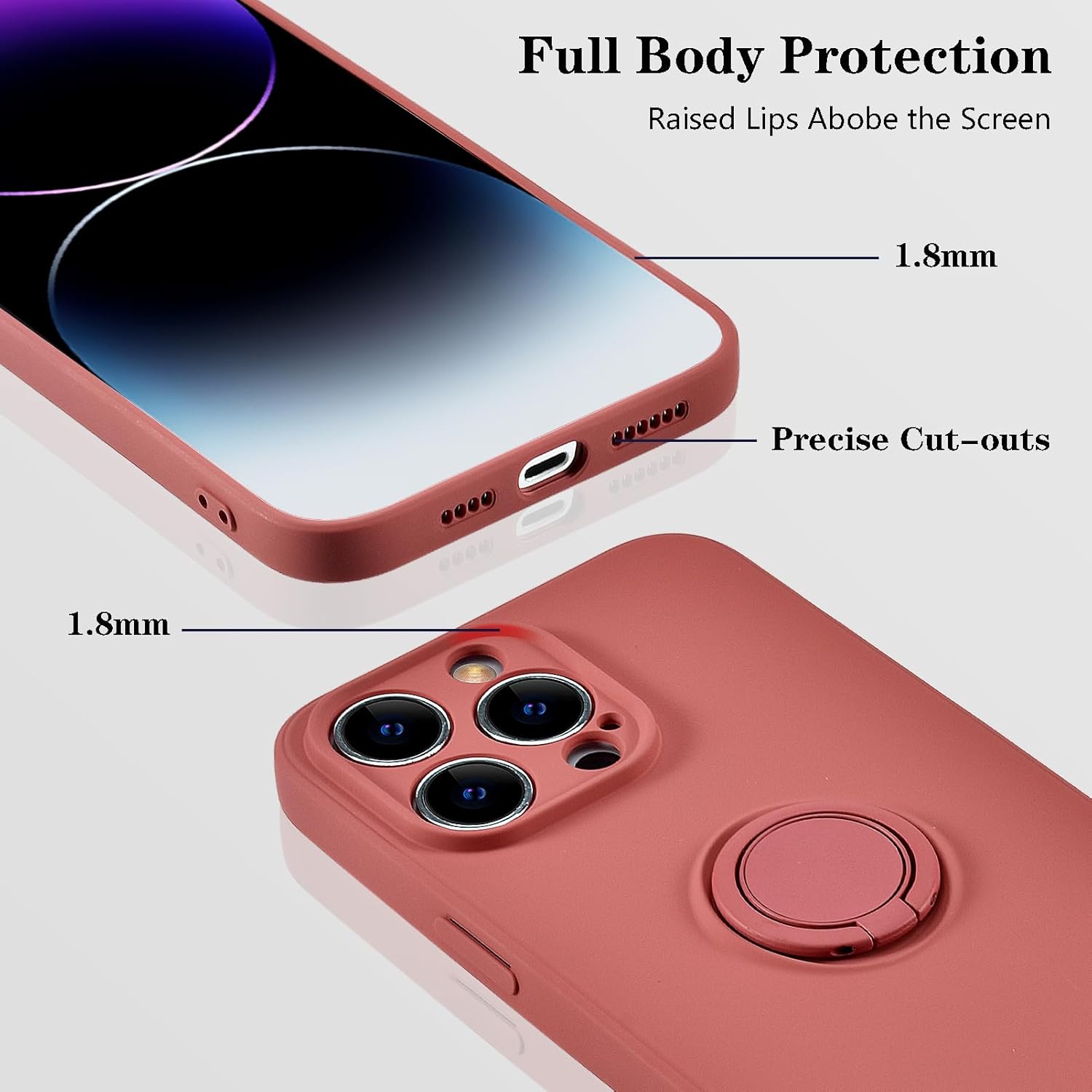 Uioeua – Funda compatible con iPhone 12 Pro Max con soporte de anillo magnético para automóvil, funda suave de microfibra de silicona líquida de