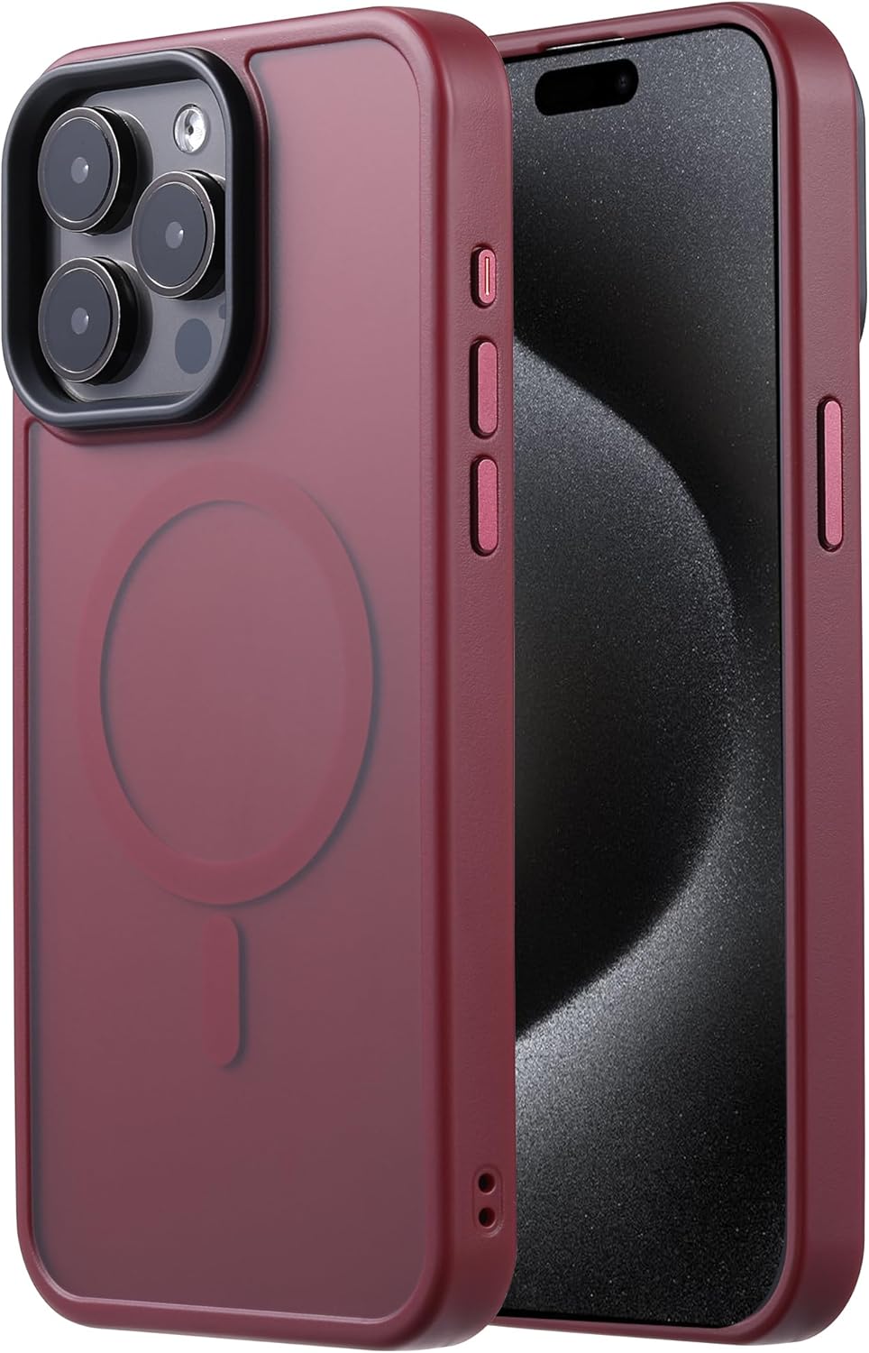 Tigowos Funda compatible con iPhone 15 Pro, compatible con MagSafe de 10 pies, resistente a las caídas, con sensación de piel mate, cubierta trasera