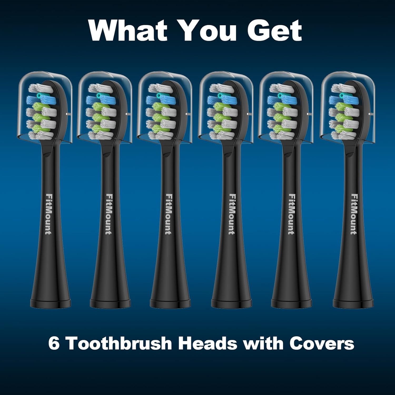 Paquete de 6 cabezales de repuesto para cepillo de dientes compatibles con WaterPik Sonic Fusion 2.0, cabezal de cepillo de hilo dental FitMount