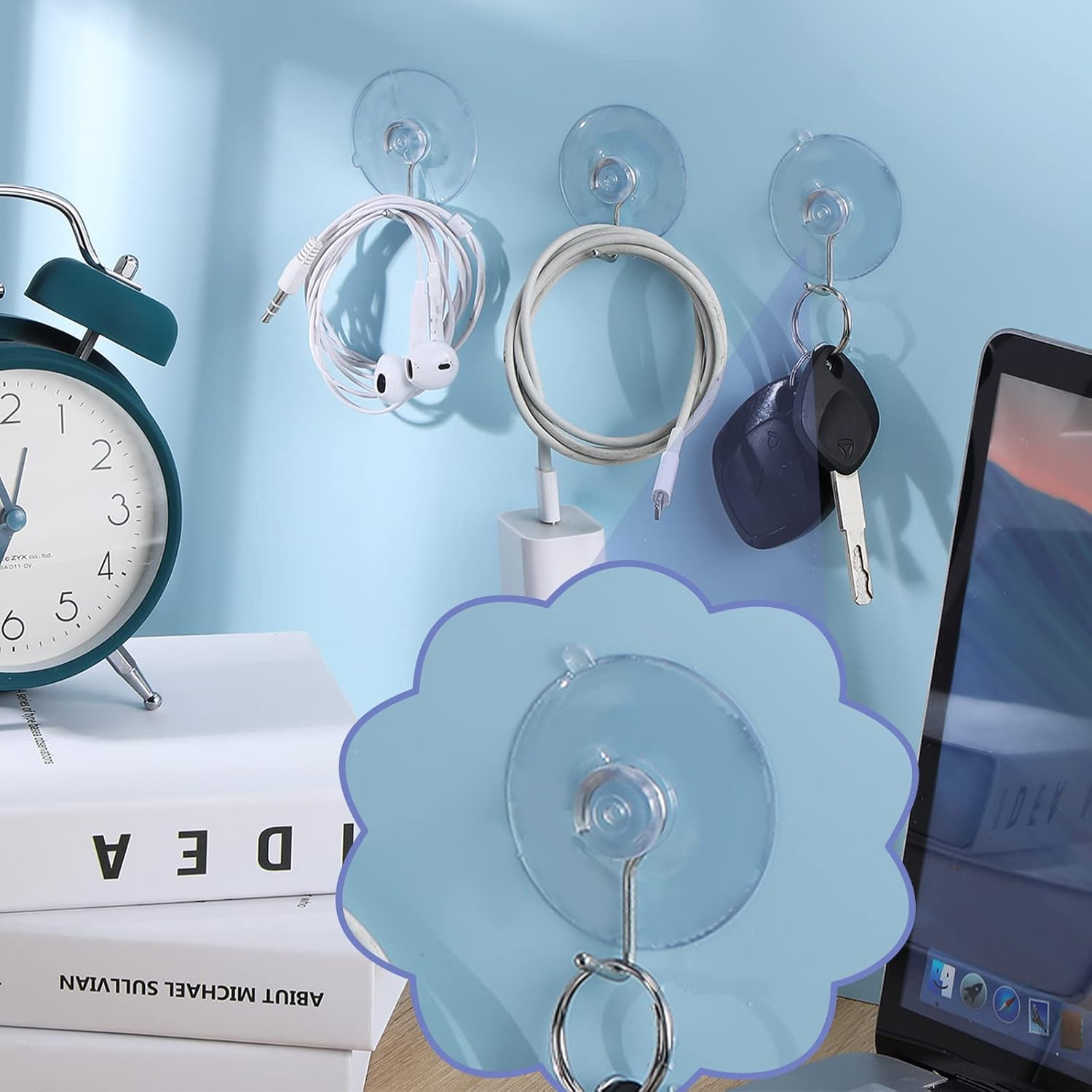 Unittype 120 ganchos de pared con ventosa de PVC, reutilizables, transparentes, con ganchos de metal, prácticos suministros para colgar sin clavos