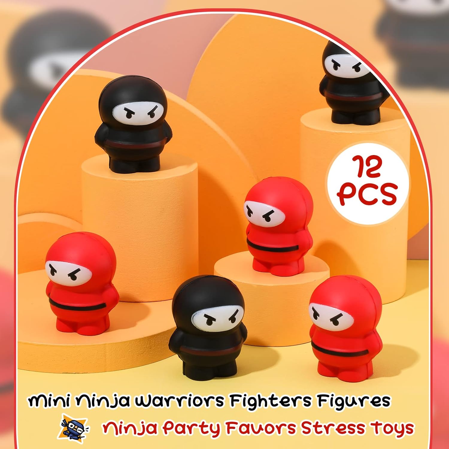 12 piezas de bolas ninja para el estrés, figuras de guerreros y luchadores, regalos de fiesta ninja, juguetes para el estrés, juguetes ninja suaves