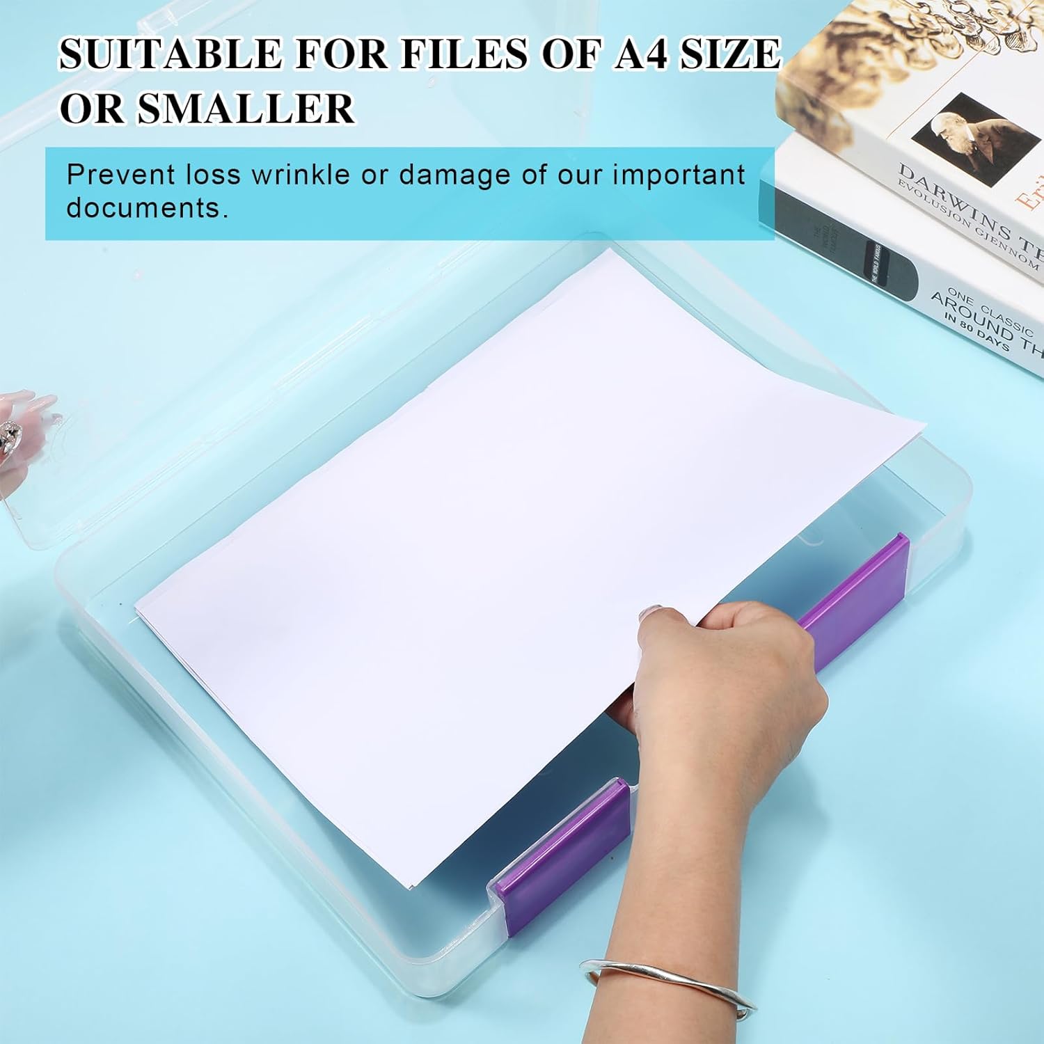 Qilery 12 cajas de plástico transparente A4 para almacenamiento de documentos, para álbumes de recortes, protector de archivos, soporte para