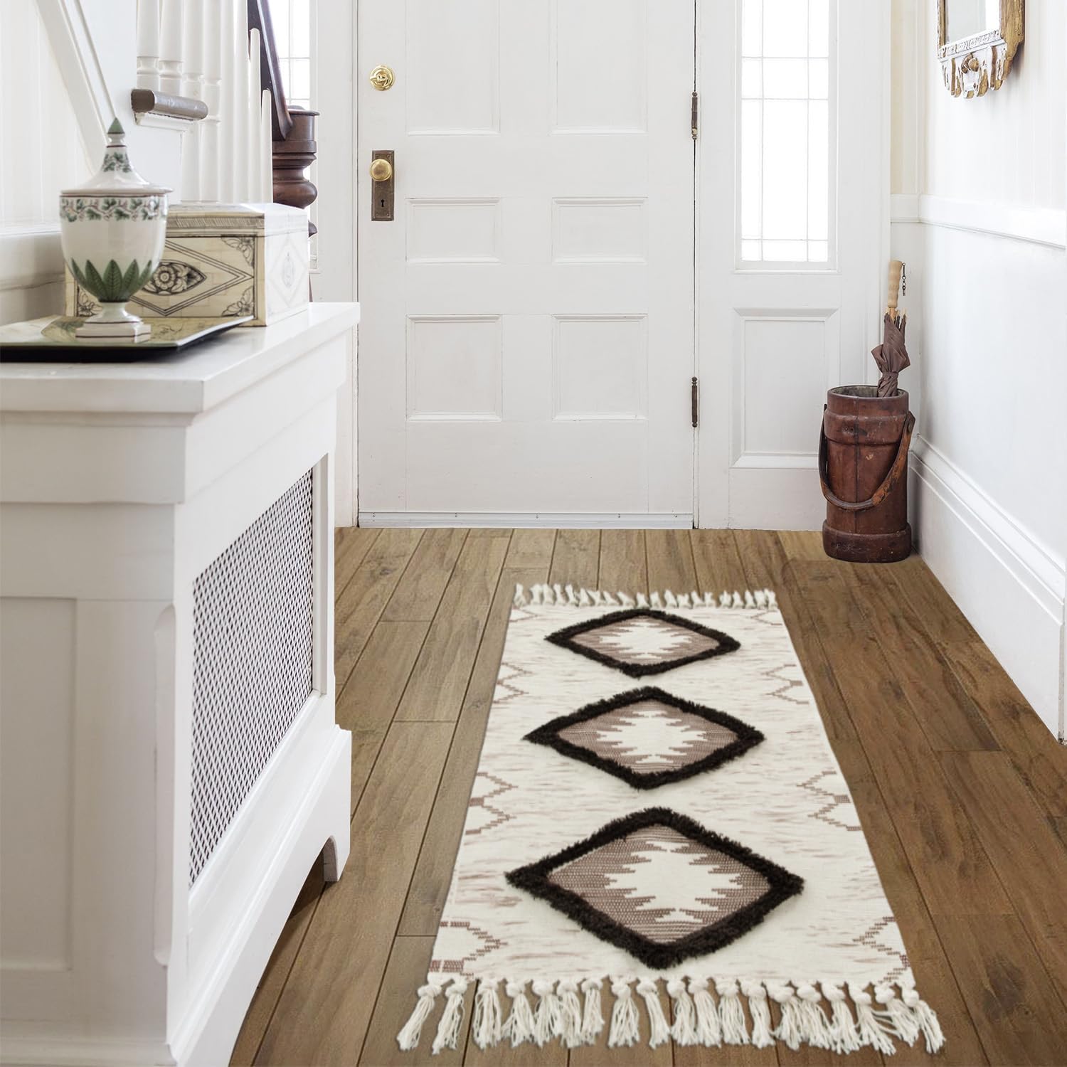 nanbowang Alfombra de pasillo bohemia de 2 x 5 pies, alfombra de pasillo lavable, alfombra de piso de cocina con borlas, alfombra de pasillo tejida