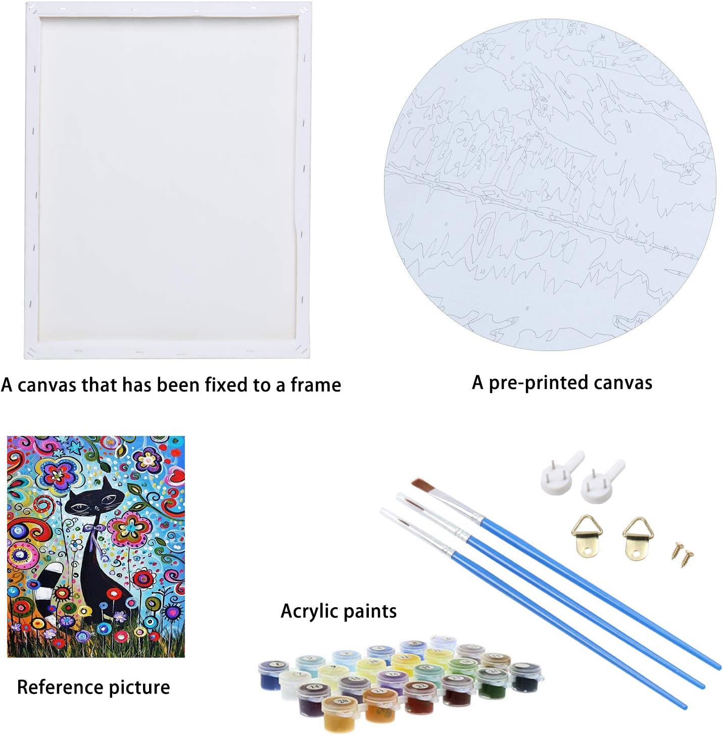 VIGEIYA – Obra de arte para hacer tu mismo por números, para adultos, incluye lienzo enmarcado, caballete, pinceles y pintura acrílica, 16×20