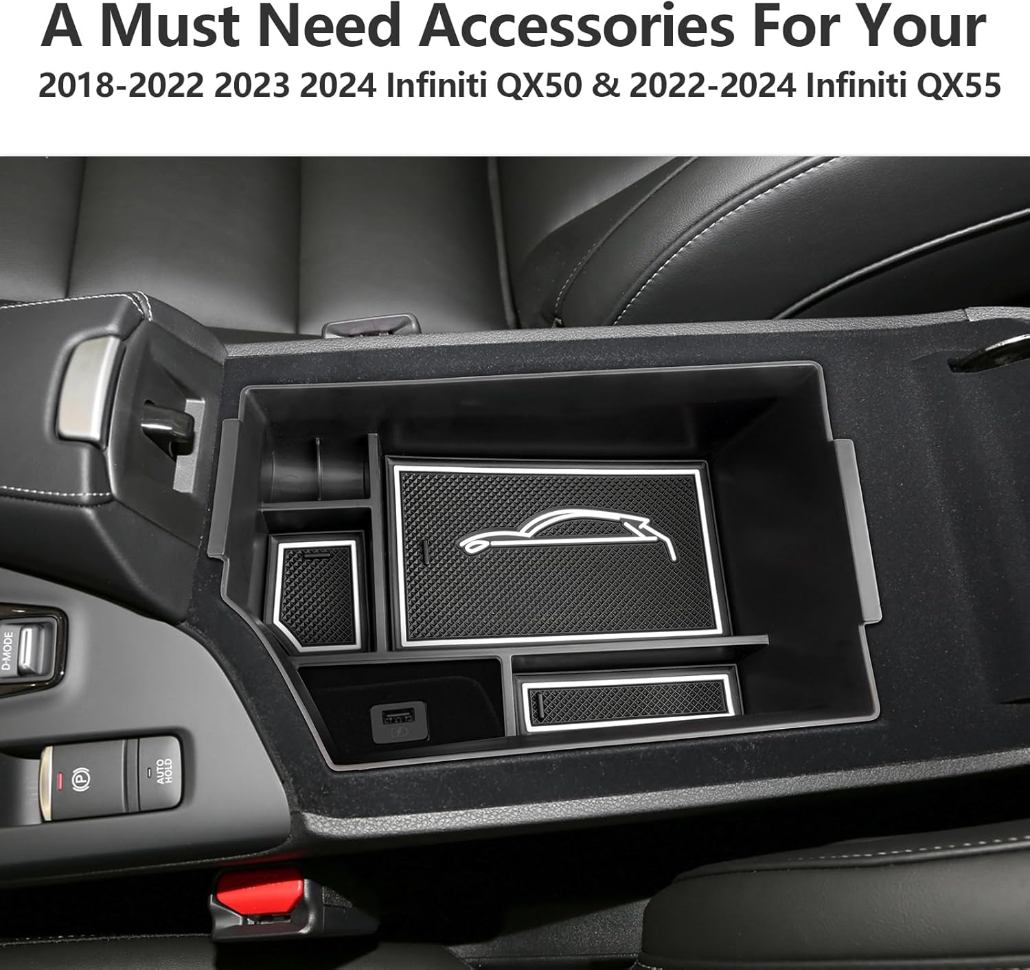 LUWU 2023 2024 Infiniti QX50 QX55 Organizador de consola central, caja de reposabrazos, organizador de reposabrazos 2018-2024 QX50 Bandeja de