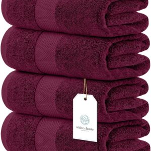 White Classic Juego de 4 toallas de baño de lujo de algodón ultra suaves de 27 x 54 pulgadas, altamente absorbentes y de secado rápido, toallas de White Classic Juego de 4 toallas de baño de lujo de algodón ultra suaves de 27 x 54 pulgadas, altamente absorbentes y de secado rápido, toallas de