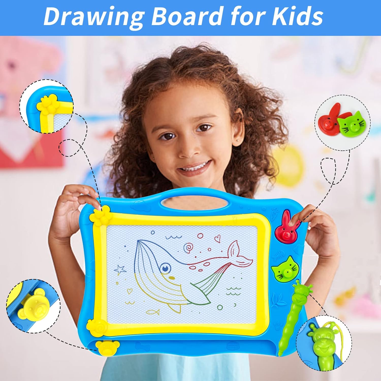 YongnKids Tablero magnético de dibujo para niños y niñas de 1, 2, 3, 4, 5 años, juguetes para niños pequeños, tablero de garabatos magnéticos, un