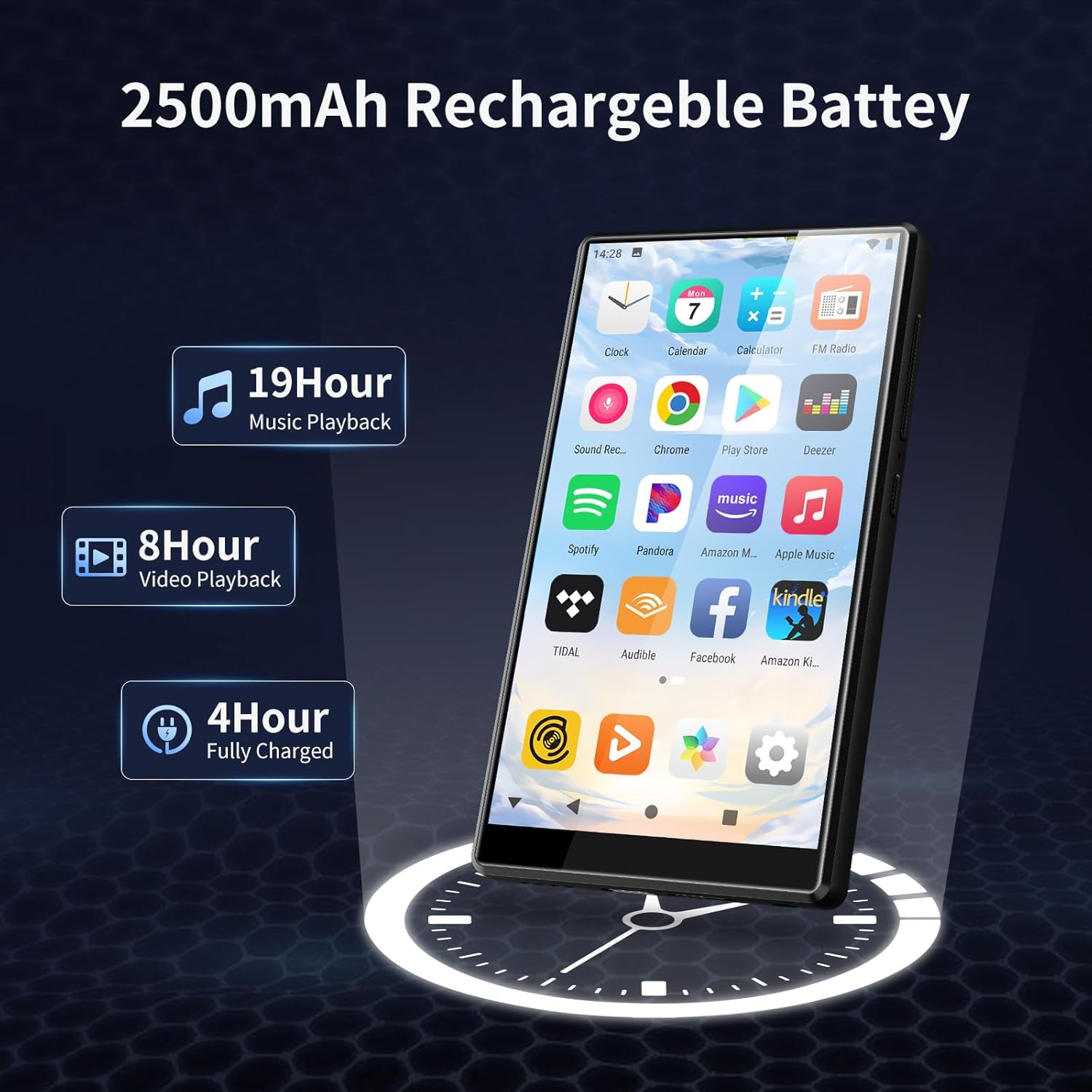80GB MP3 Player with Bluetooth and WiFi, Android Streaming Music Player with Spotify, Tienda Music, Pandora, Audible, 4.7″ Mp4 Music Player and WiFi