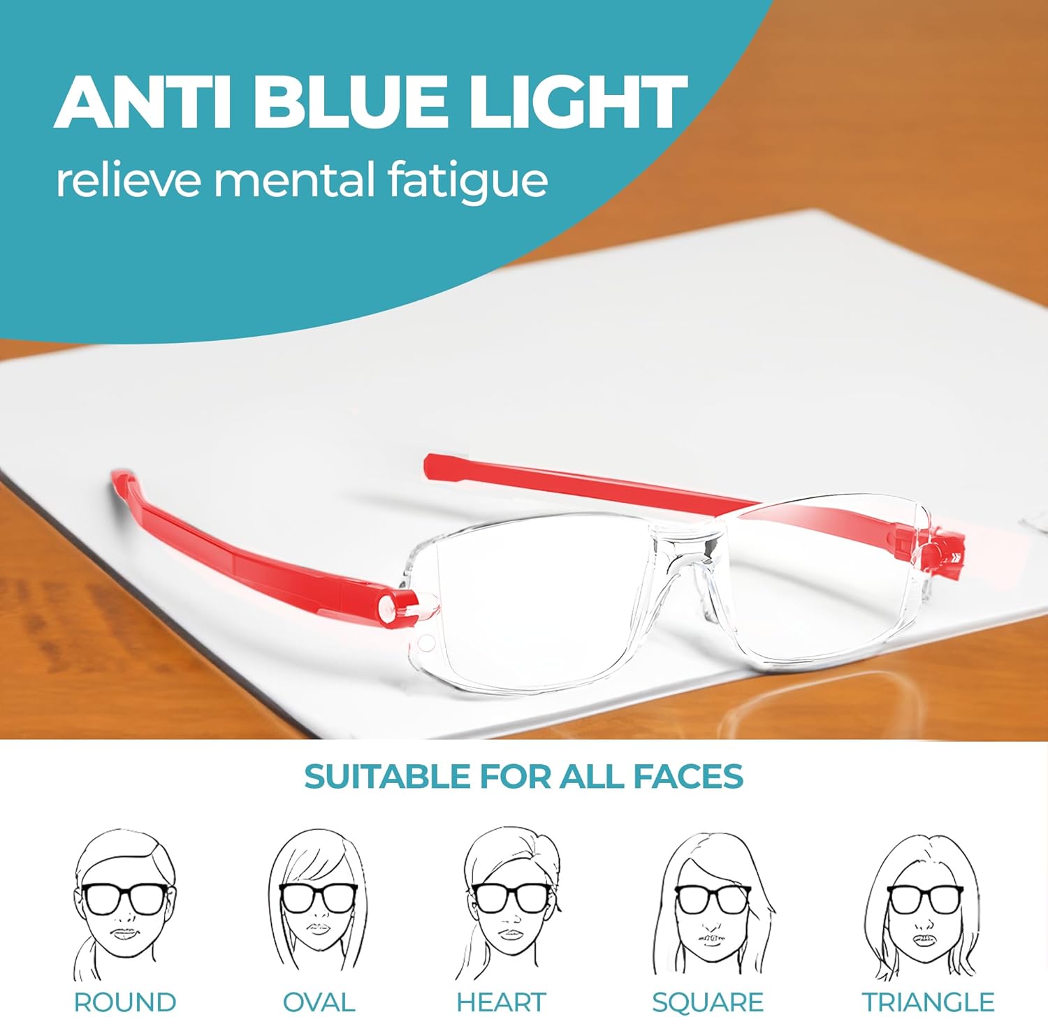 Gafas de lectura plegables flexibles  Bloquean la luz azul dañina  Reduce la fatiga ocular  Gafas de luz azul unisex