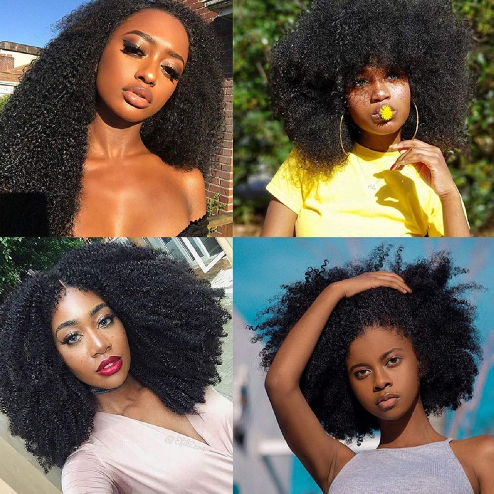 Paquetes de cabello humano rizado afro mongol de 101214 pulgadas, 4B 4C Afro Kinkys a granel de cabello humano para mujeres negras, extensiones de