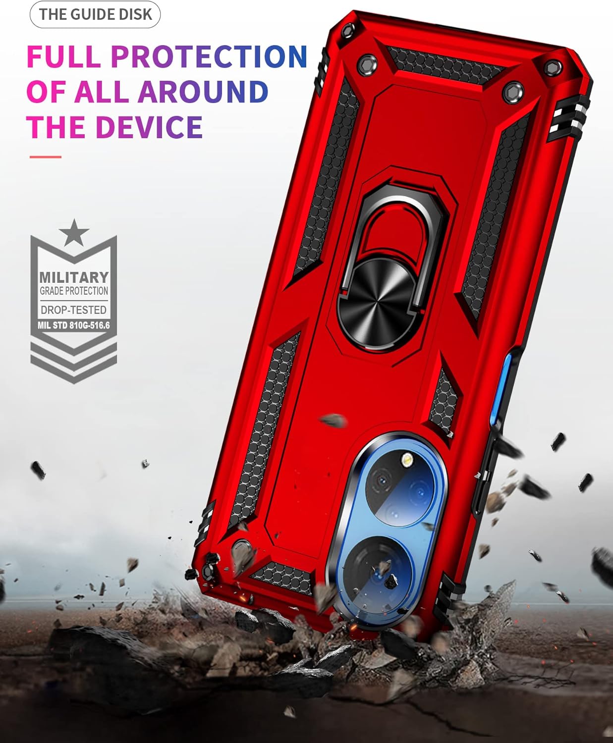Funda para Honor X7 con dos protectores de pantalla, Honor X7, grado militar, a prueba de golpes, funda híbrida antiarañazos para Honor X7 (rojo)