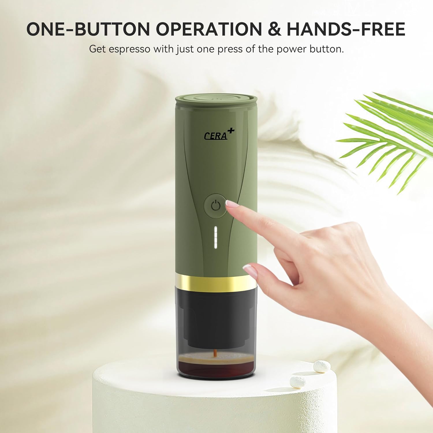 CERA+ Máquina de café espresso portátil, cafetera eléctrica autocalentable, presión de 20 bares compatible con cápsulas NS y café molido para