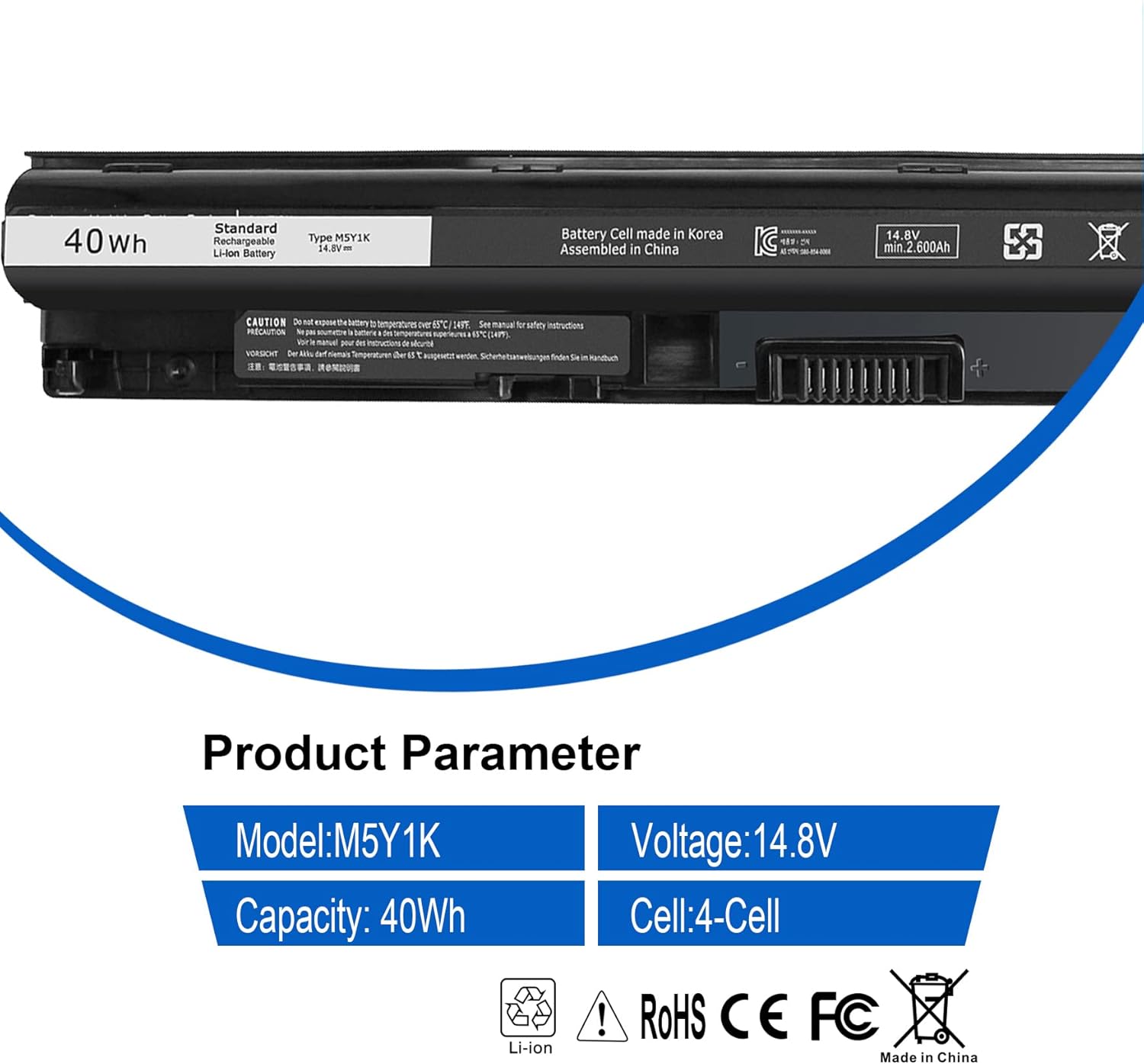 M5Y1K Laptop Battery,14.8v 40wh Battery Compatible with Dell Inpiron 5559 5558 5755 3558 3552 5759 5555 5758 3458 3567 5458 3451 3467 3452 3460 3459