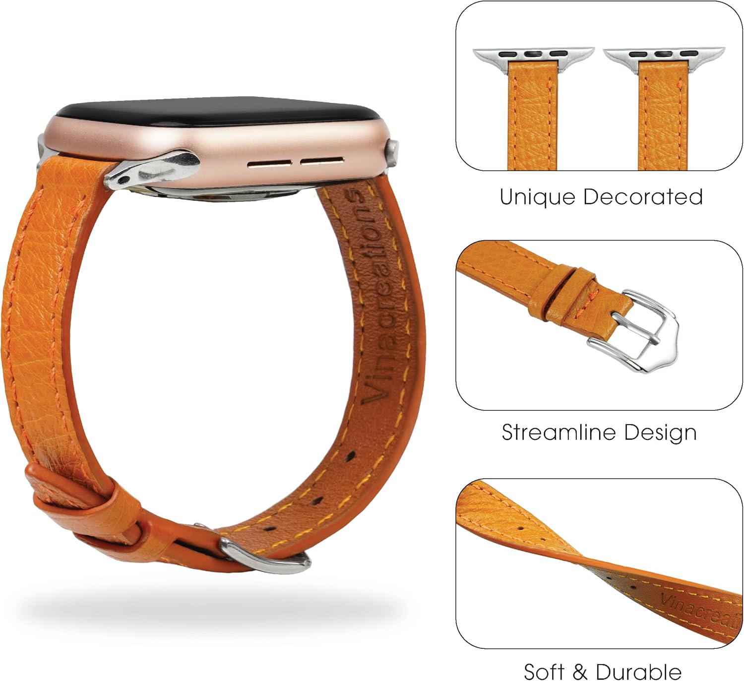 Correa de cuero de avestruz para mujer compatible con Apple Watch Ultra de 1.929 in 1.772 in 1.732 in 1.654 in 1.614 in 1.575 in 1.496 in pulsera de