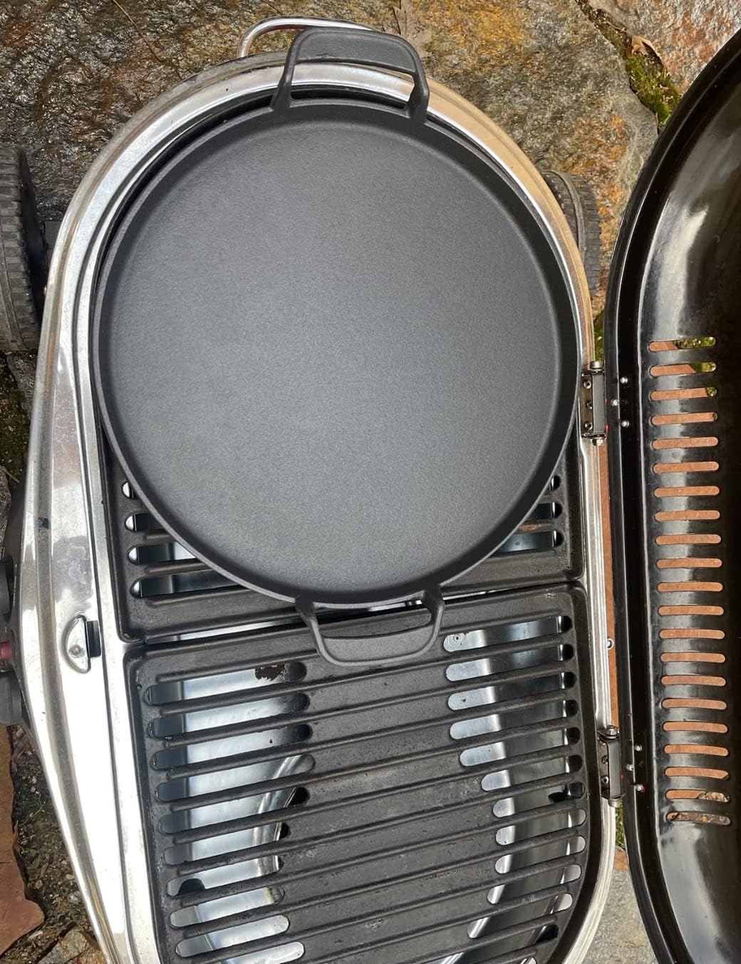 Dongftai CG42A – Plancha de hierro fundido de 12 pulgadas con asas para parrilla Weber Original de carbón de 22 12 pulgadas, ahumadores de 22.5