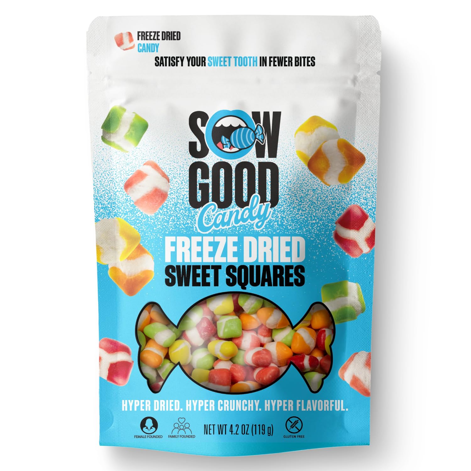 Paquete variado de dulces liofilizados por Sow Good – Skittles liofilizados, gusanos agrios, cuadrados dulces y otras variedades, paquete variado de