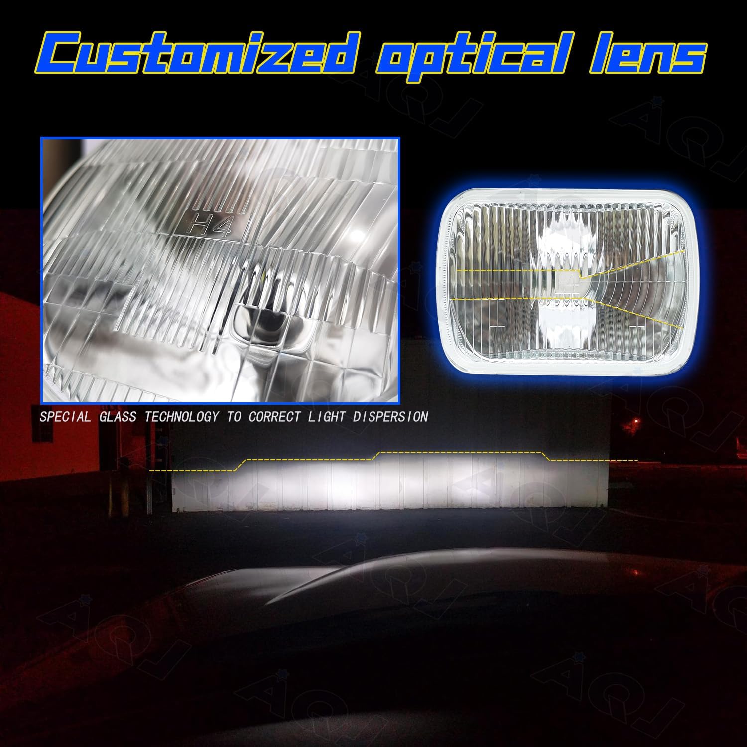 12 faros delanteros LED Hi-Lo de 4 x 6 para Chevy C10 Pickup 1981-87 Ford Mustang, lente de vidrio estilo OEM compatible con H49003 HID LED halógeno