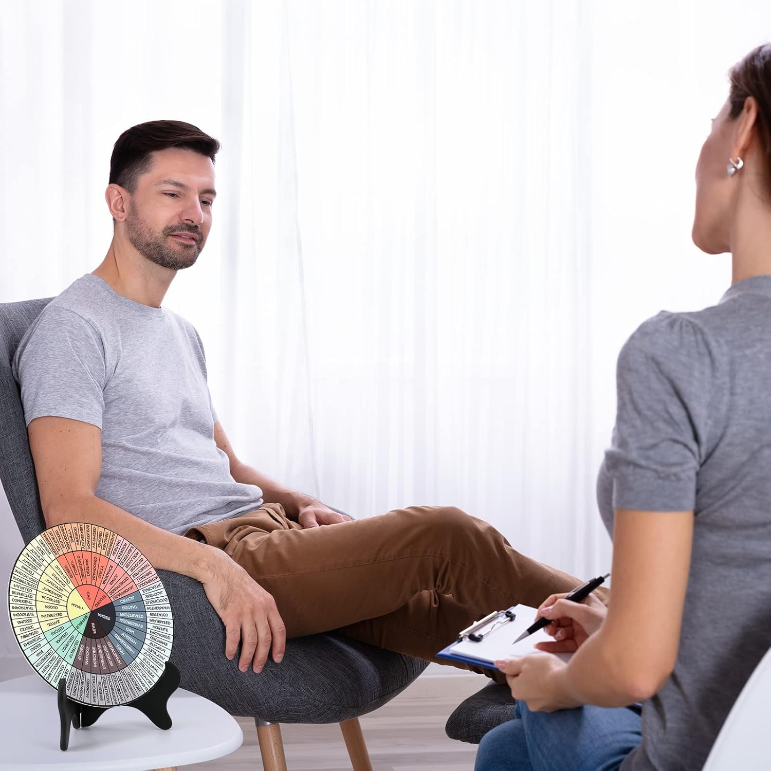 Tatuo Rueda de sentimientos de acrílico de 8 pulgadas con soporte, tabla de emociones, decoración de oficina para mujeres, regalos de salud mental,