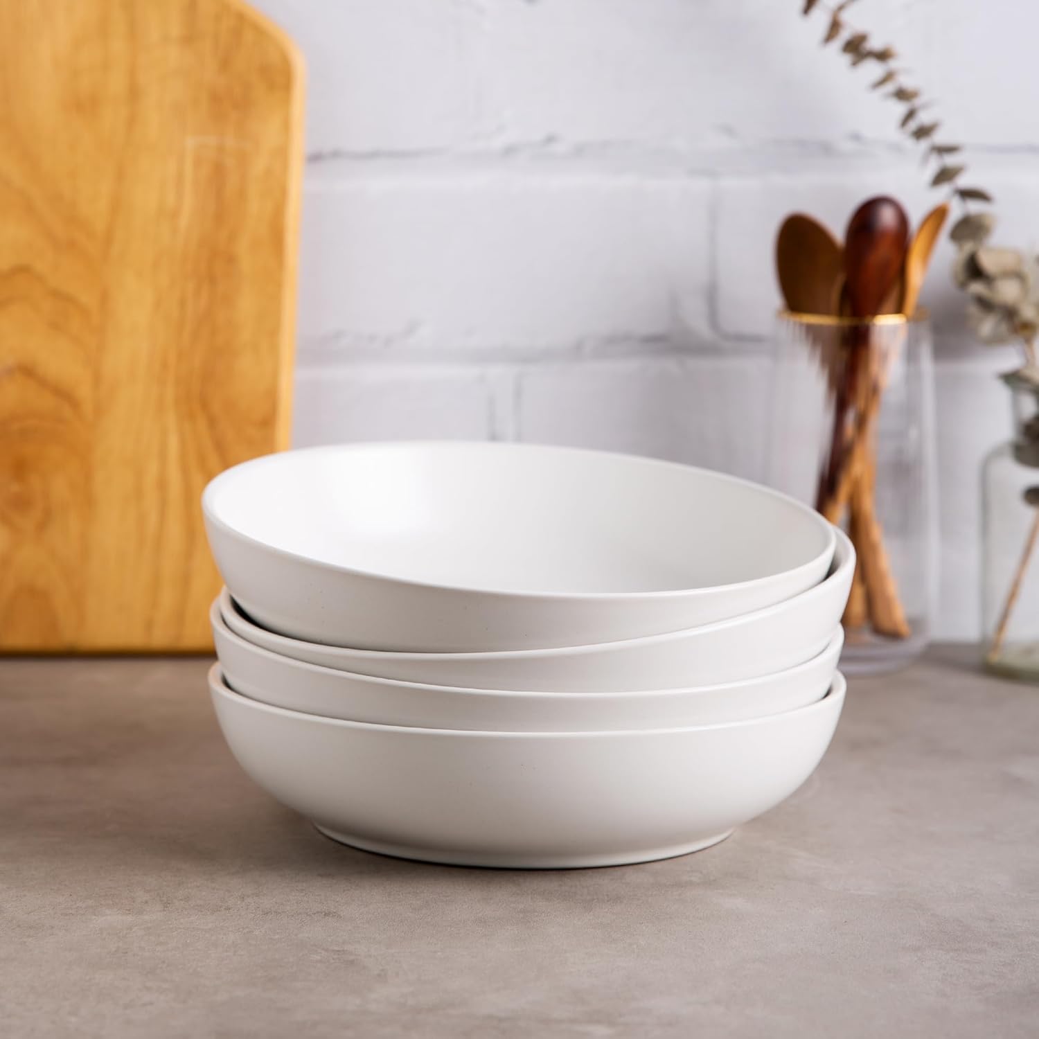 AmorArc Juego de 6 cuencos de cerámica para pasta de 8.5 pulgadas, cuencos grandes de 32 onzas para cocina, cuencos anchos para pasta, ensalada,