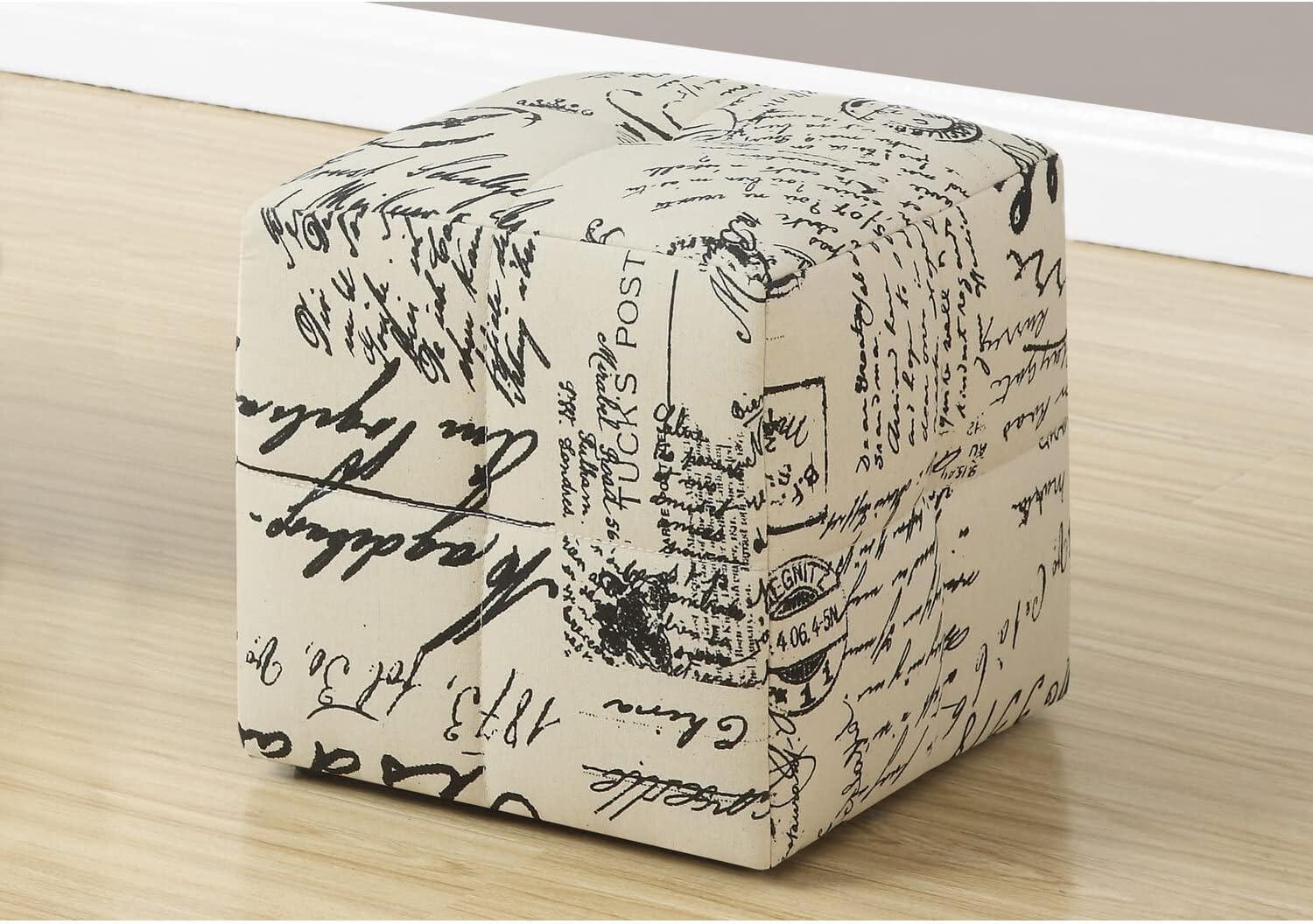 Monarch Specialties I 8162 Puf infantil con forma de cubo – Juego de 2 – Otomana tapizada para niños, 12 pulgadas de alto, tela francesa vintage